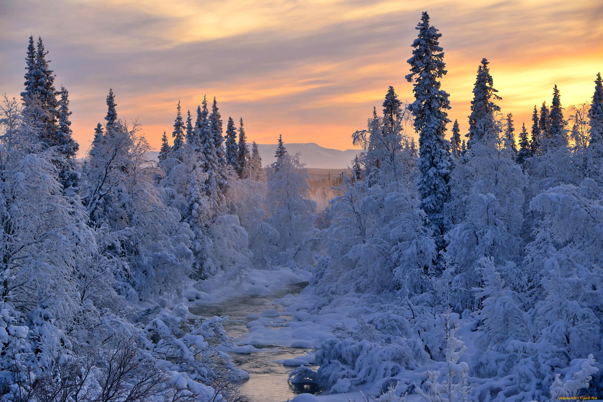 природа, зима, север, снег, заполярье, пейзаж