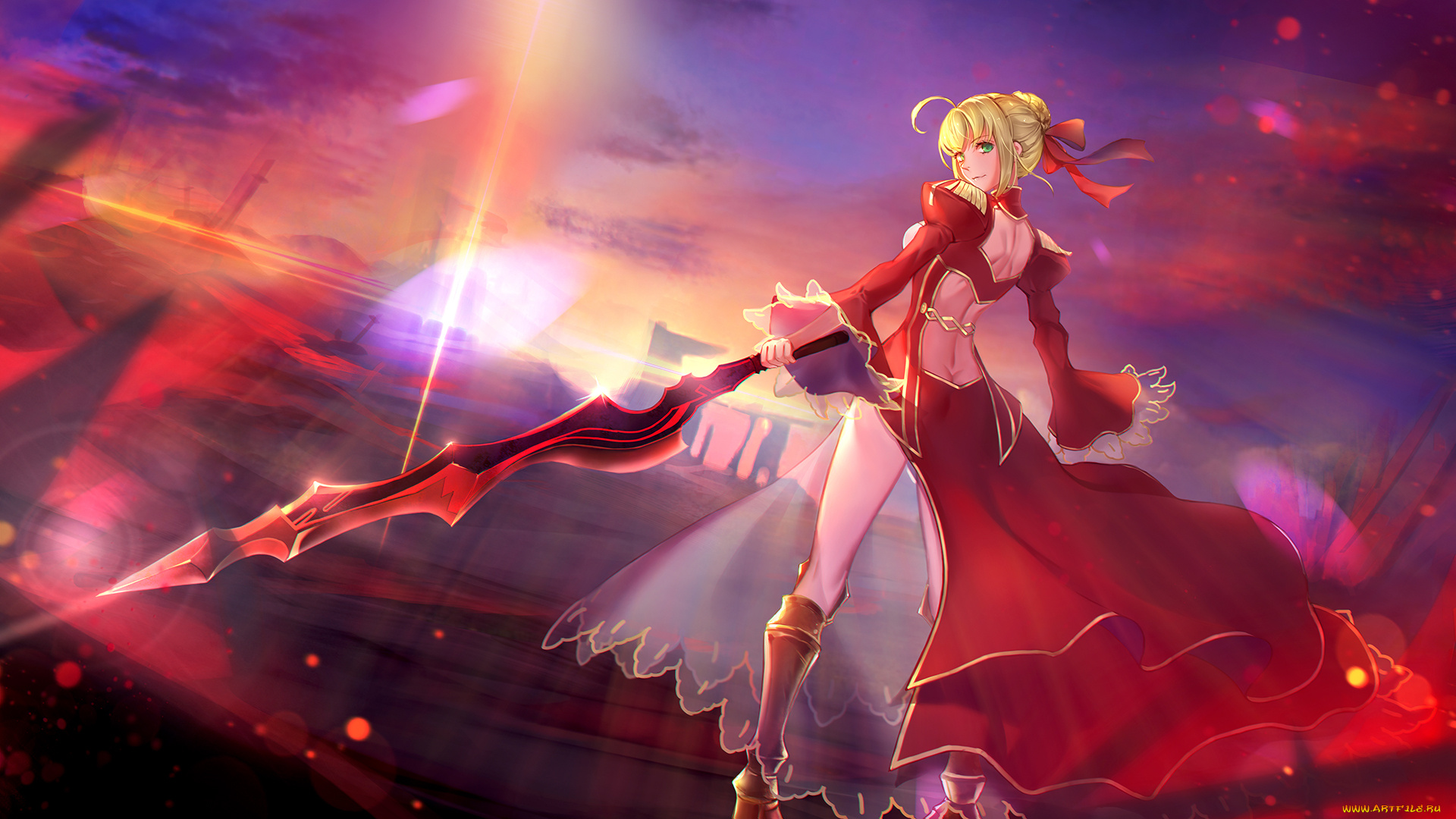 аниме, fate, stay, night, saber, extra