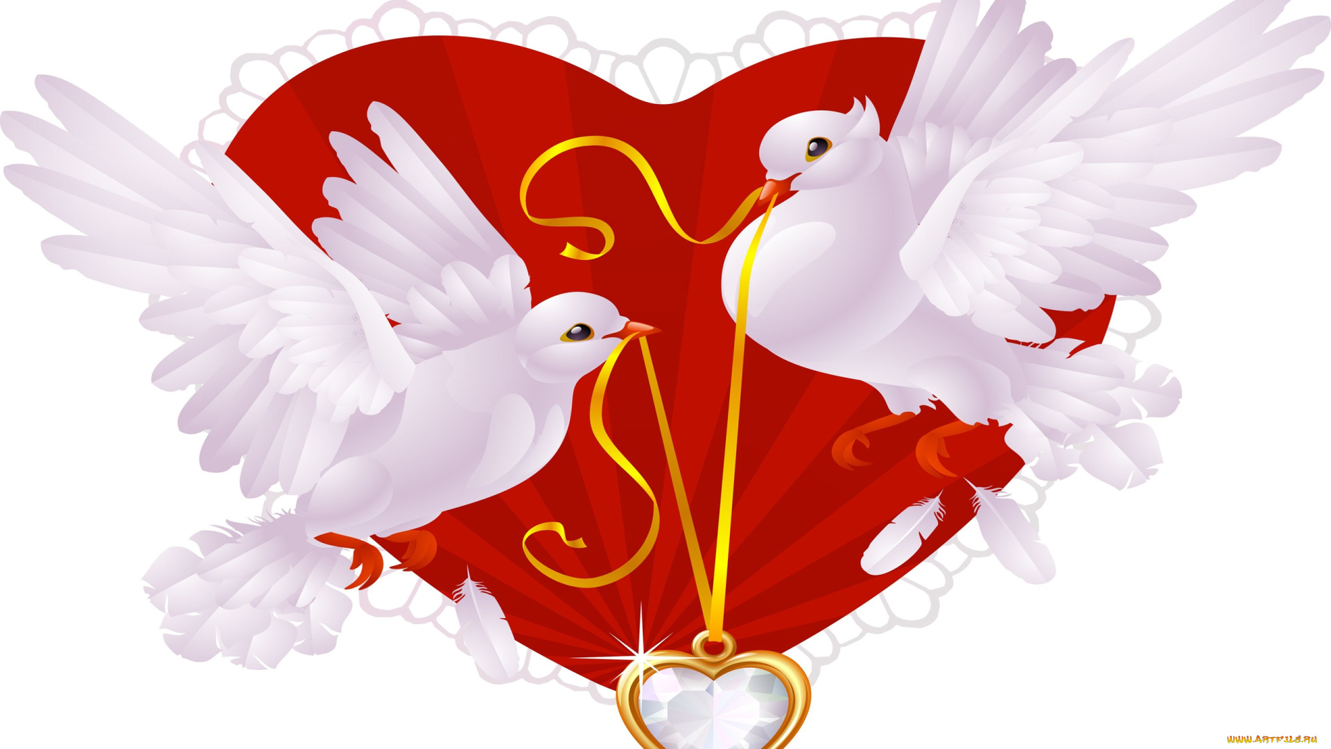 праздничные, день, святого, валентина, , сердечки, , любовь, голуби