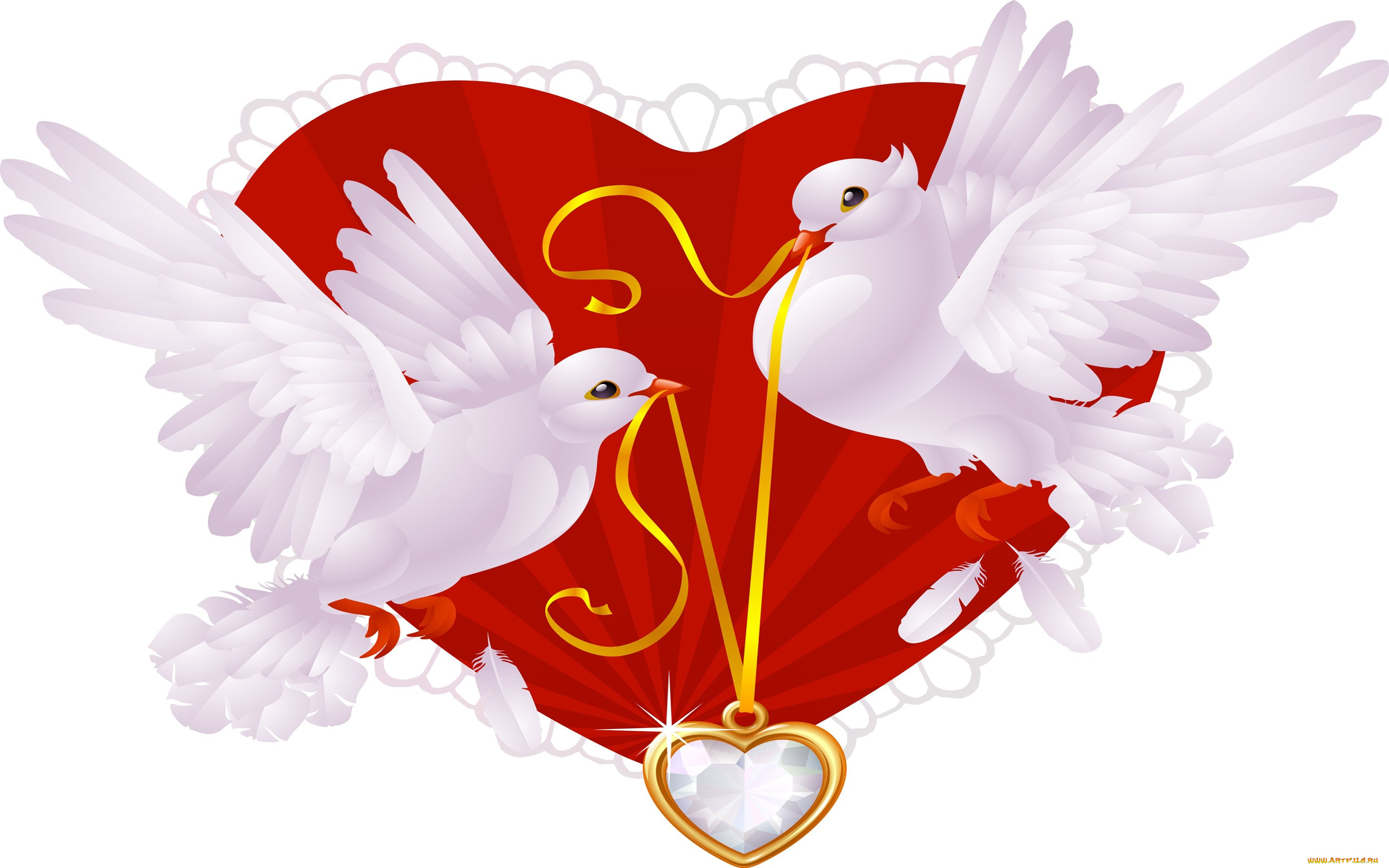 праздничные, день, святого, валентина, , сердечки, , любовь, голуби