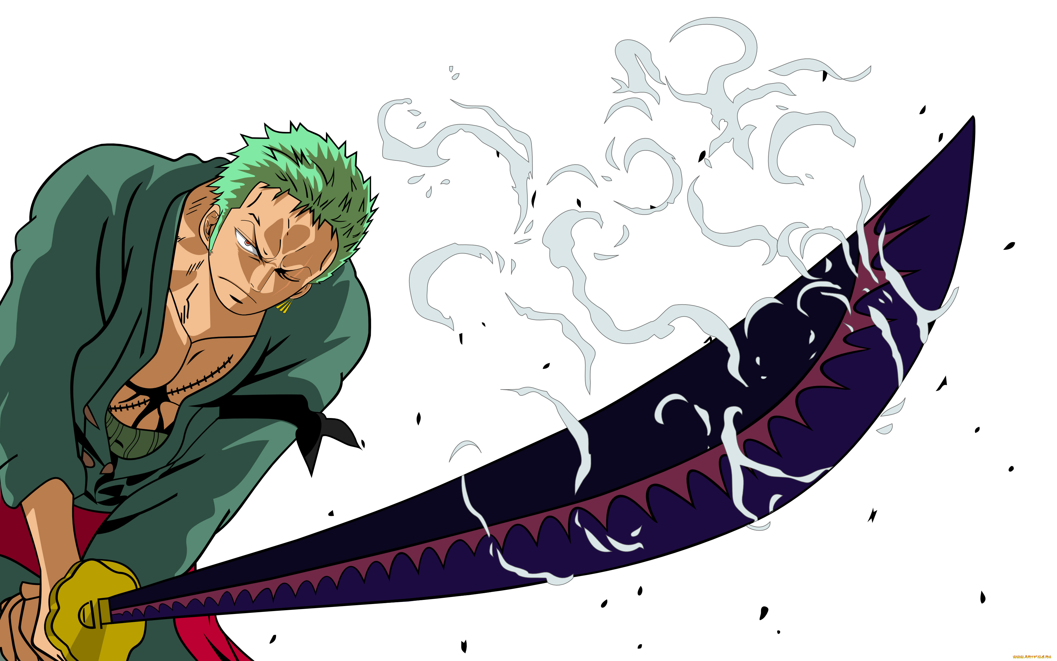 аниме, one, piece, rorona, zoro