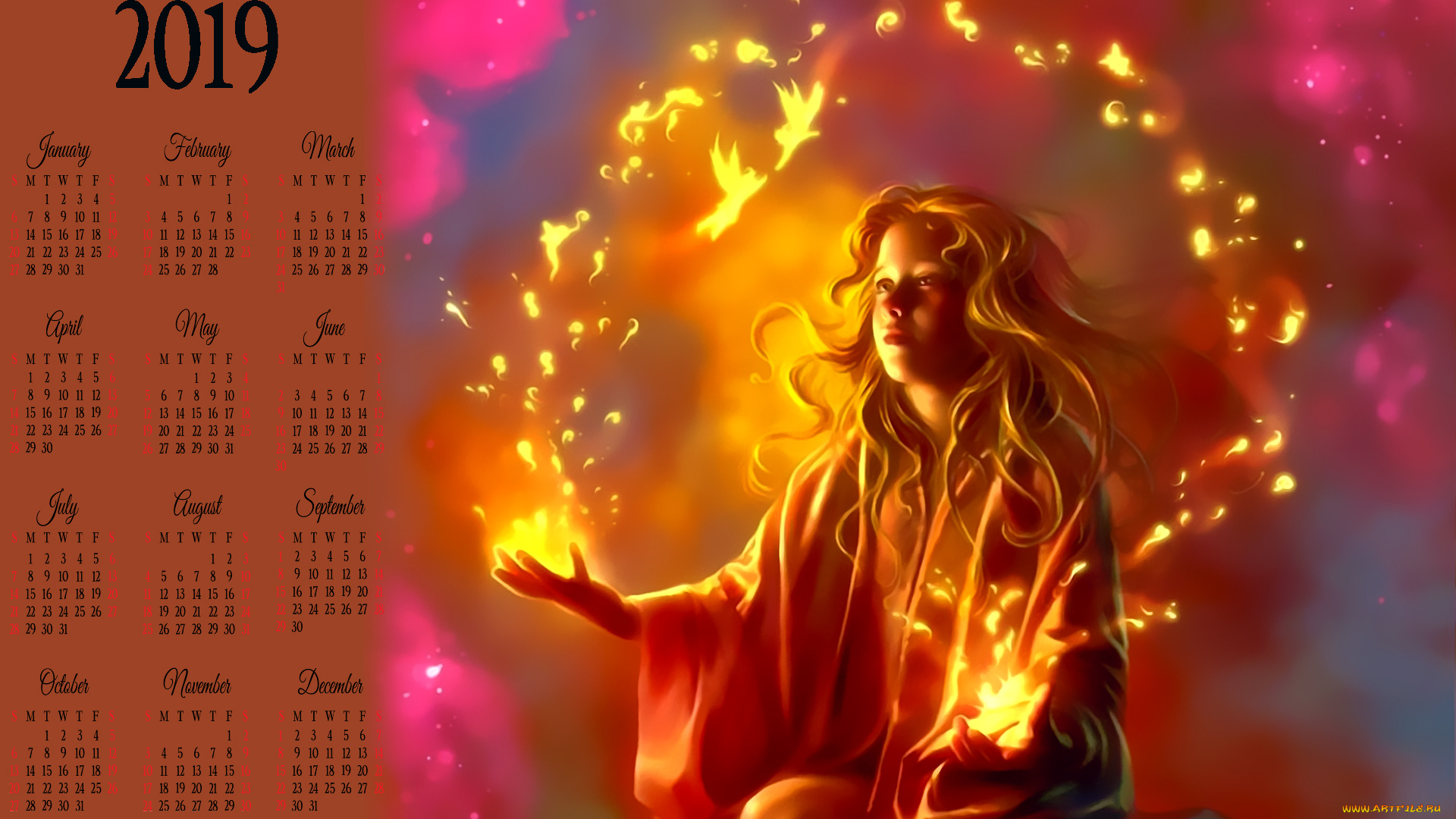 календари, фэнтези, магия, девочка