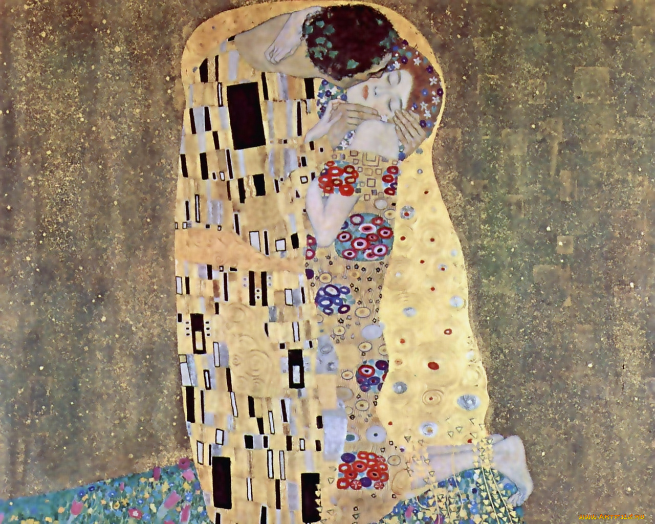 густав, климт, поцелуй, рисованные, gustav, klimt