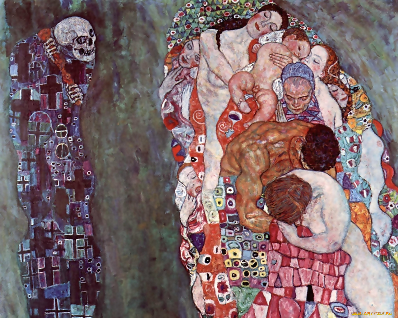 густав, климт, жизнь, смерть, рисованные, gustav, klimt