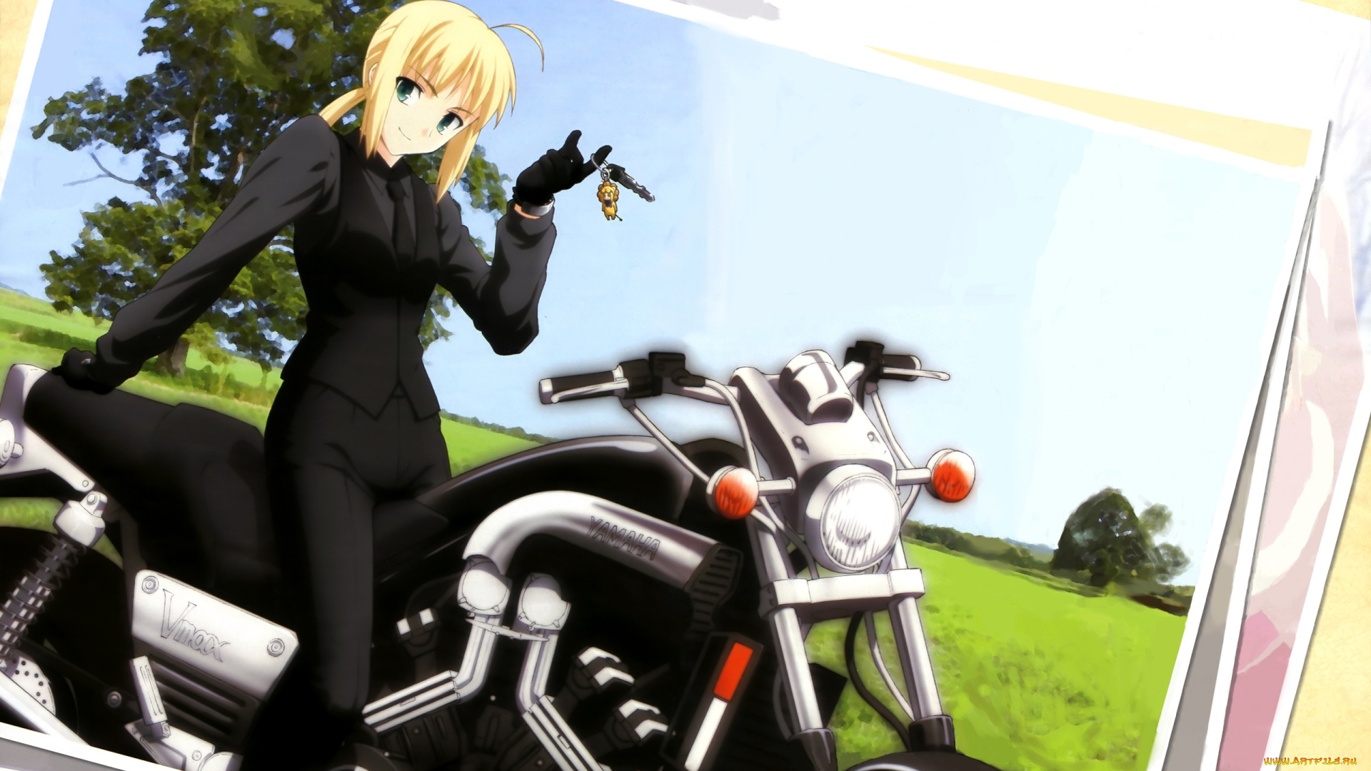 аниме, fate, zero, девушка, мотоцикл