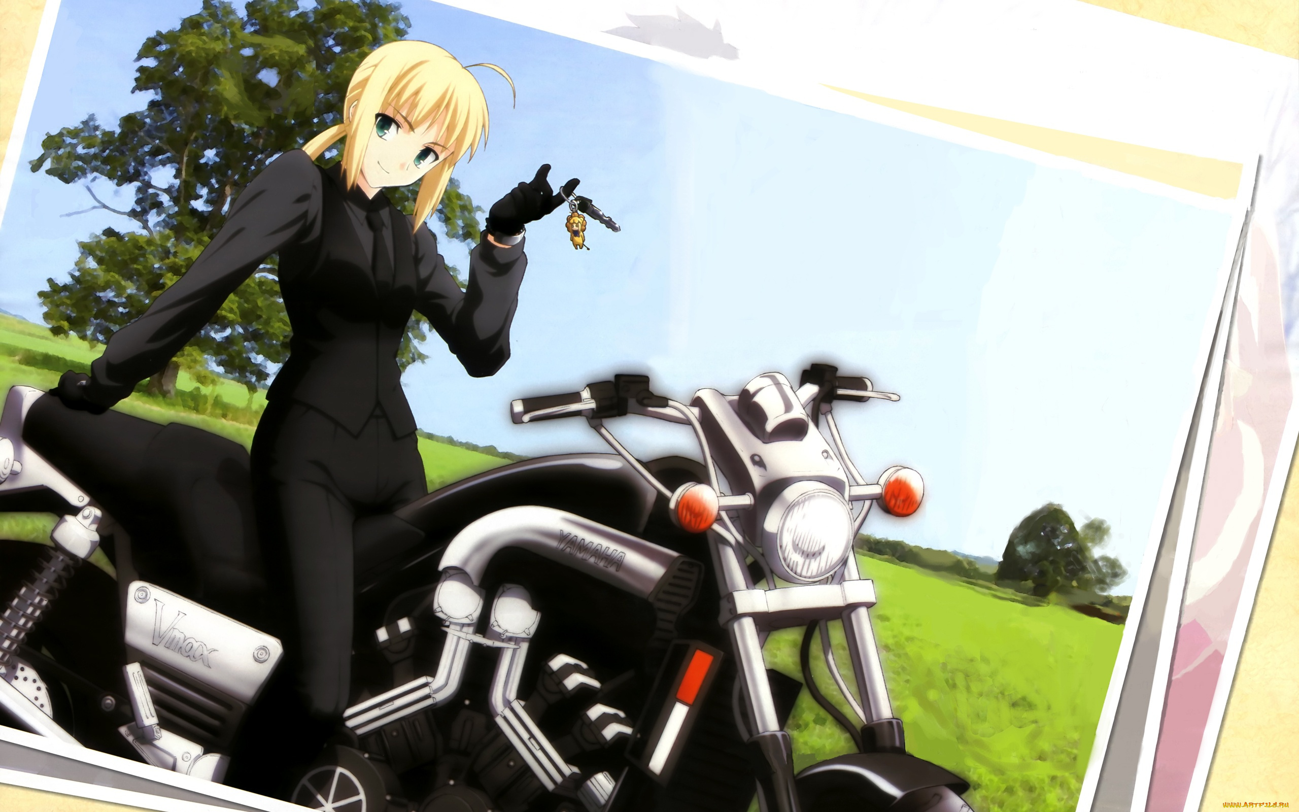 аниме, fate, zero, девушка, мотоцикл