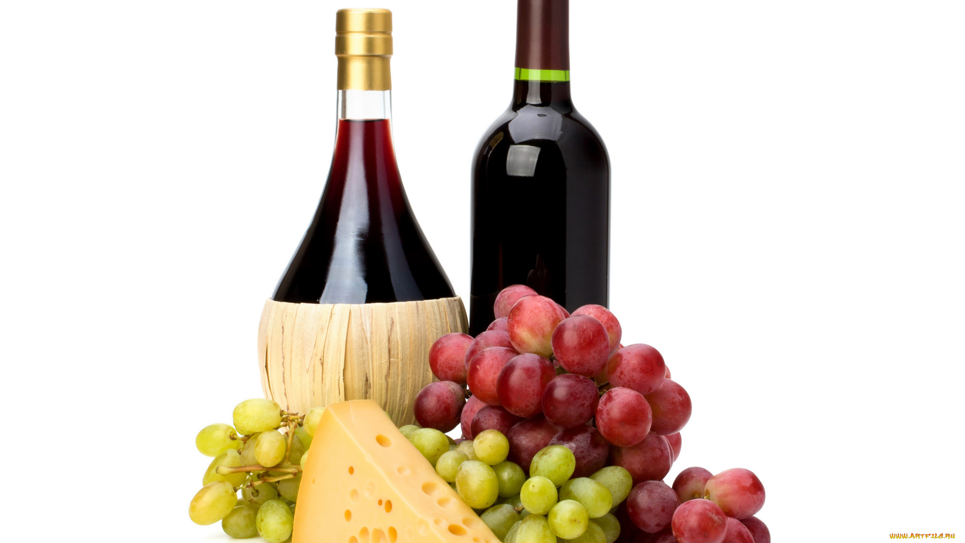 еда, разное, бутылки, сыр, вино, виноград