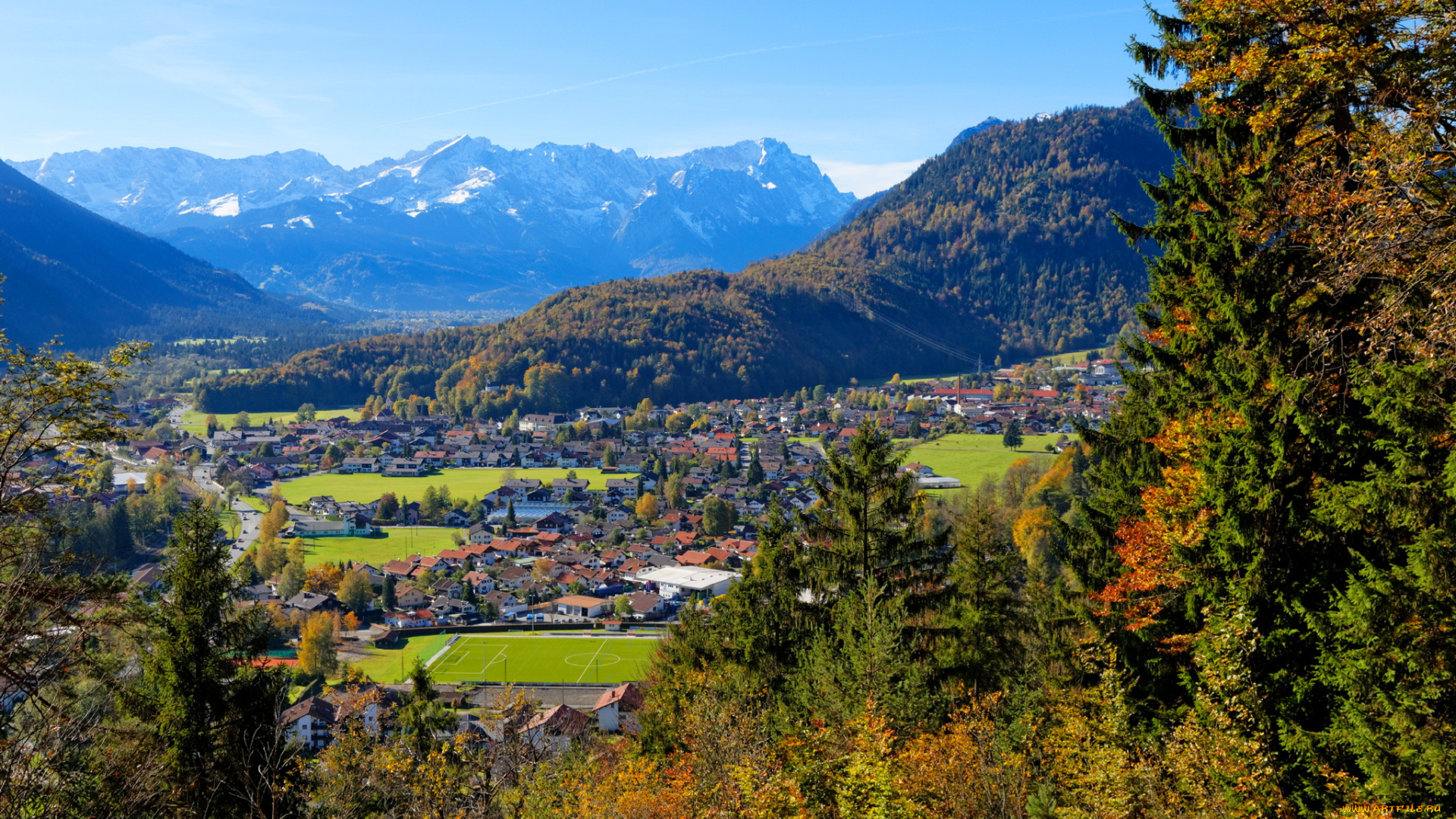 oberau, германия, города, -, панорамы, пейзаж, панорама, дома, oberau, германия