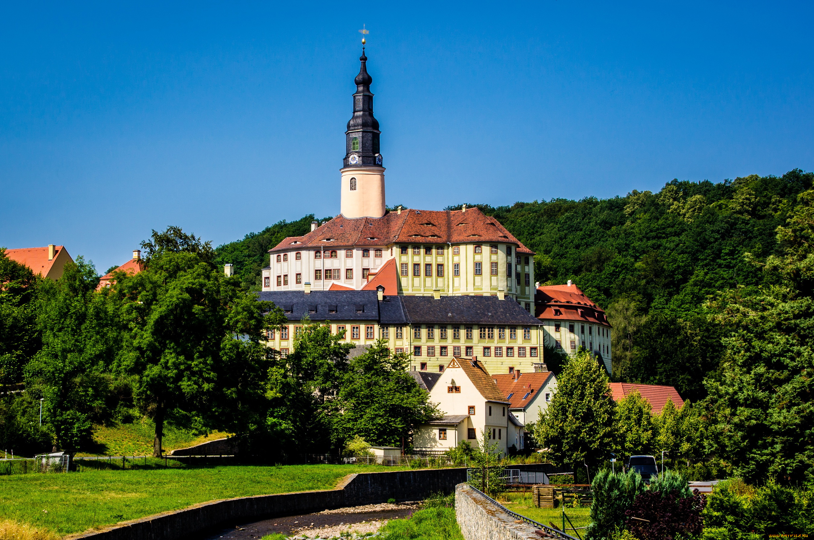 weesenstein, castle, , germany, города, -, дворцы, , замки, , крепости, weesenstein, река, дома, германия