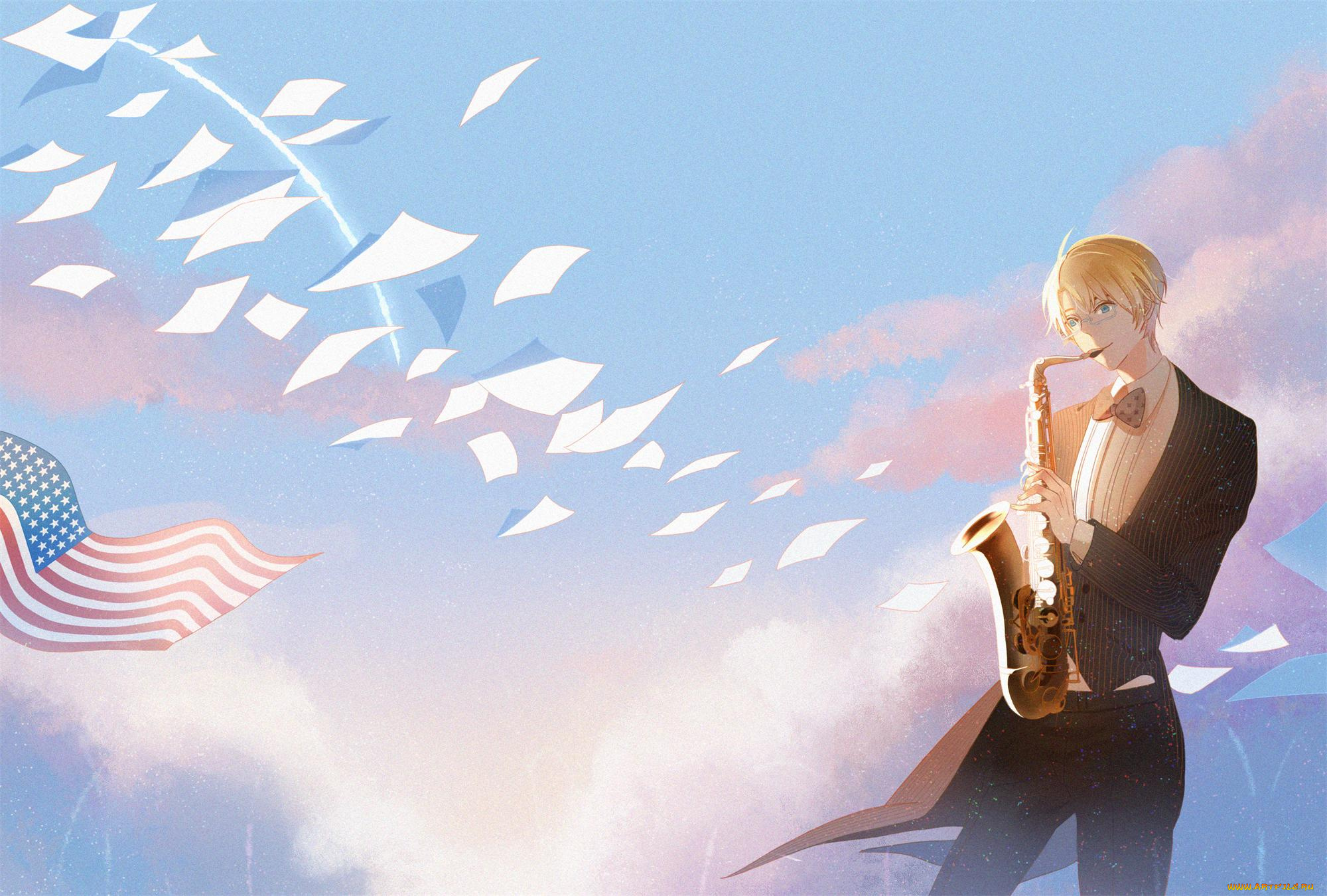 аниме, hetalia, , axis, powers, mr, cloud, axis, powers, america