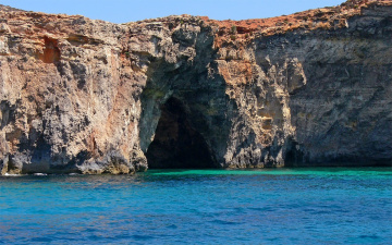 Картинка природа побережье грот пещера море берег скалы