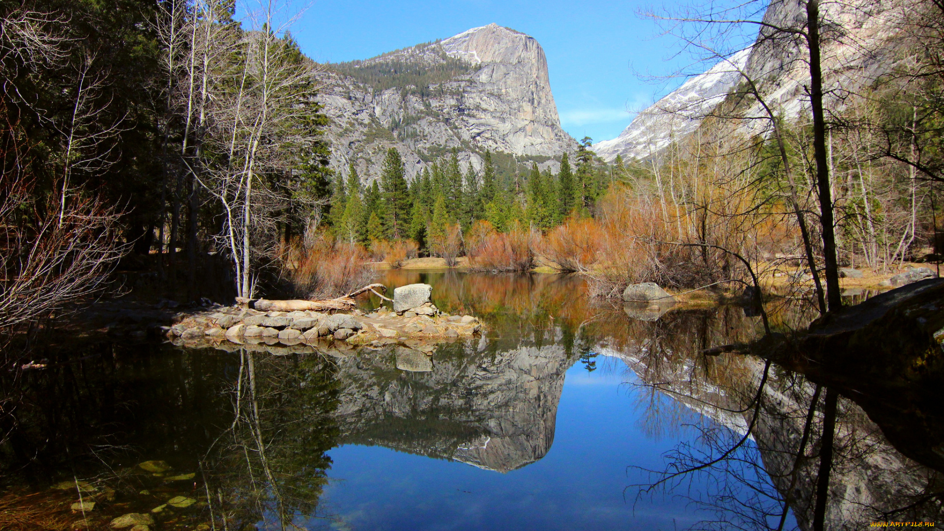 природа, реки, озера, yosemite, national, park, сша, mirror, lake, калифорния, mariposa, county