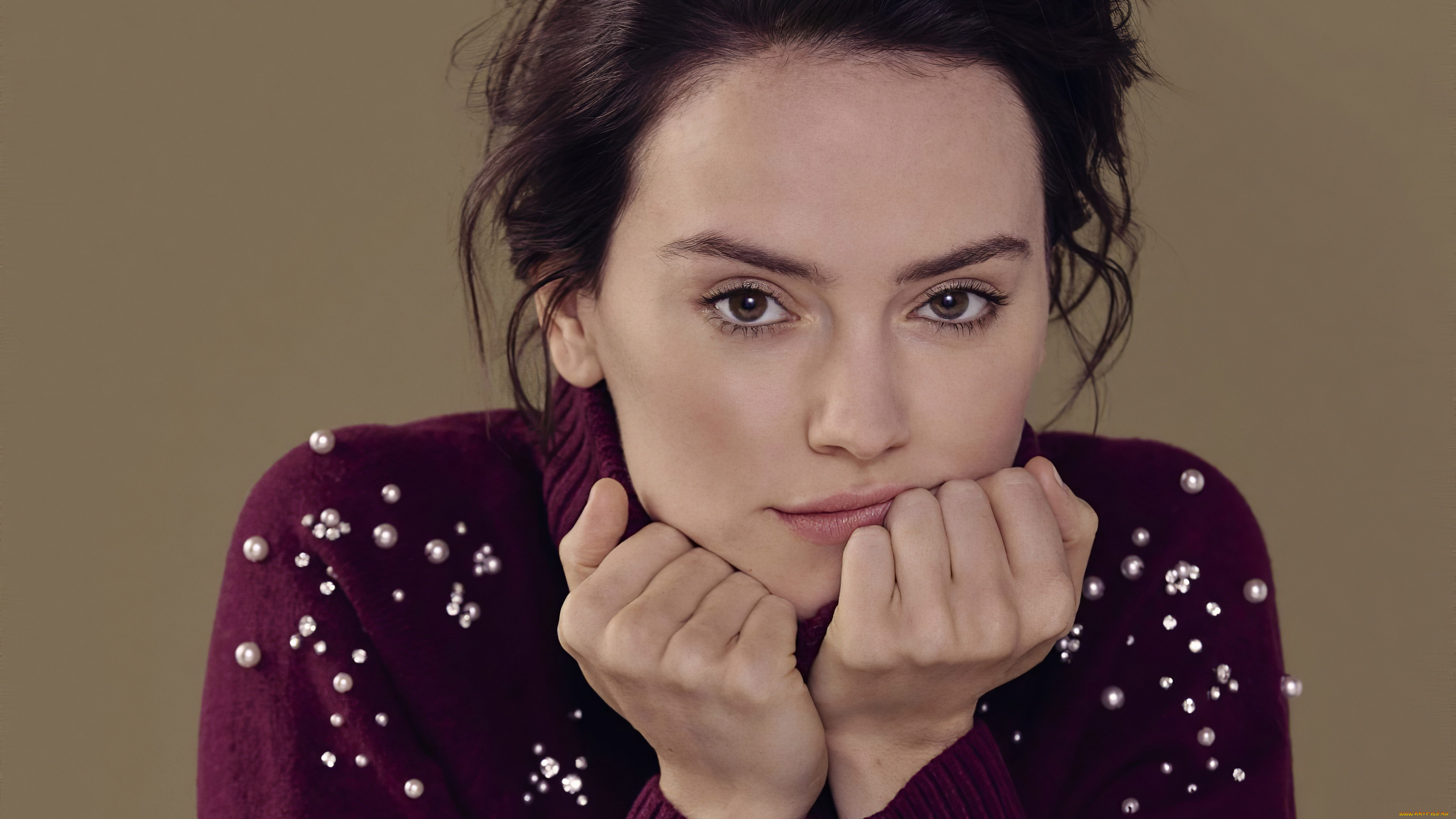 девушки, daisy, ridley, брюнетка, лицо, свитер