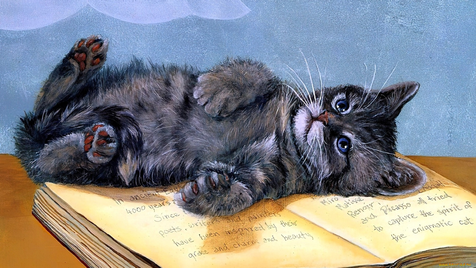 рисованное, животные, , коты, котенок, книга