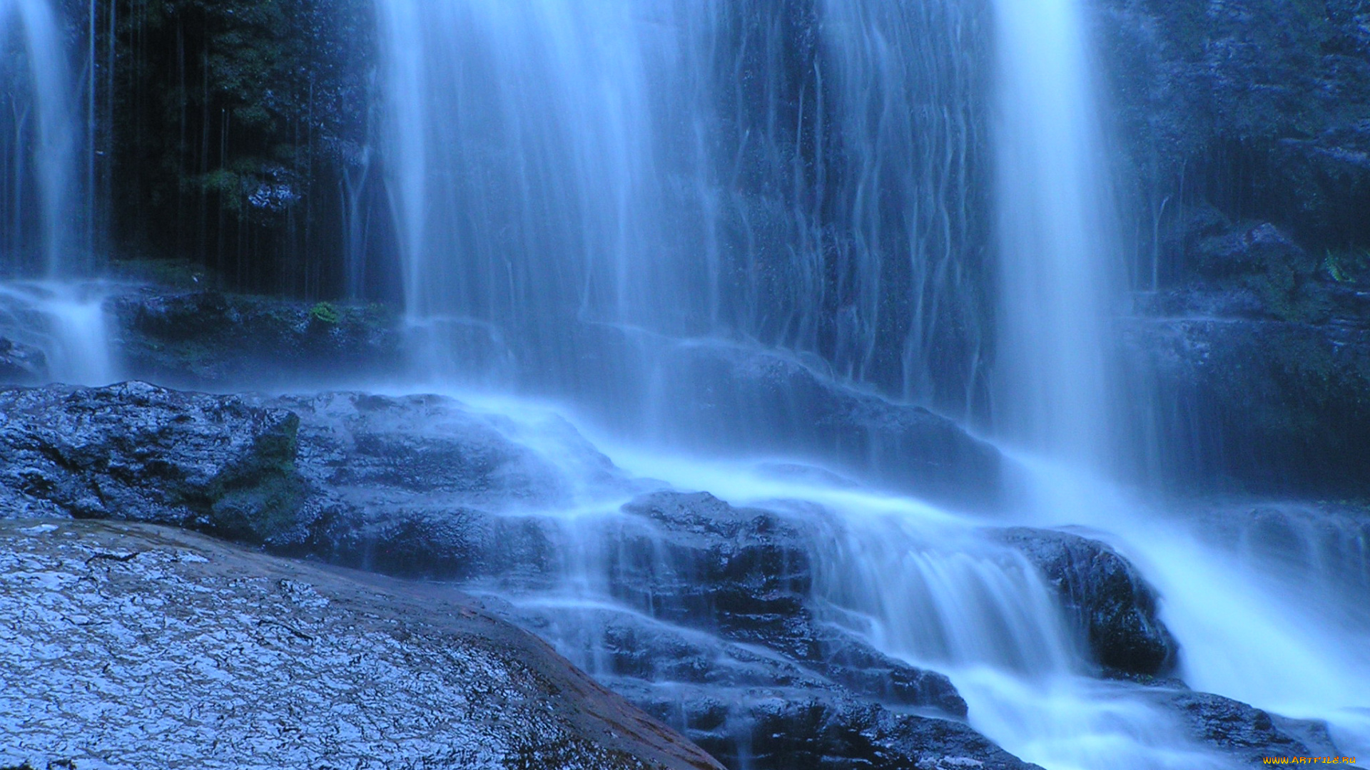 blue, waterfall, природа, водопады, скалы