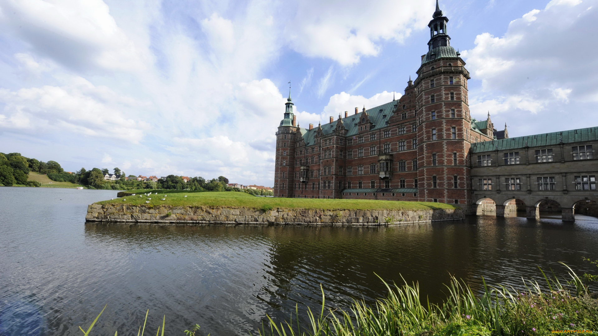 города, копенгаген, дания, frederiksborg, castle