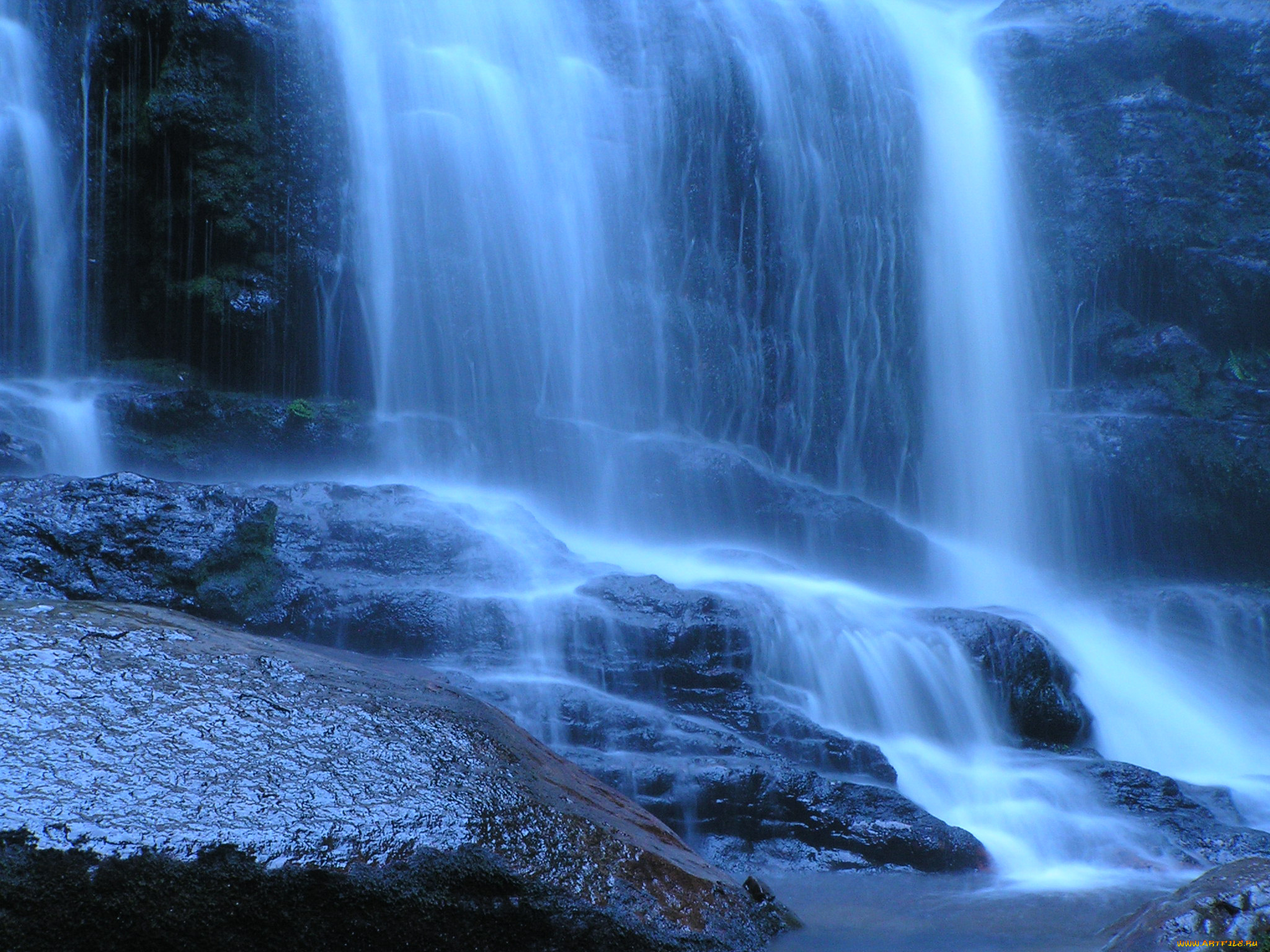 blue, waterfall, природа, водопады, скалы