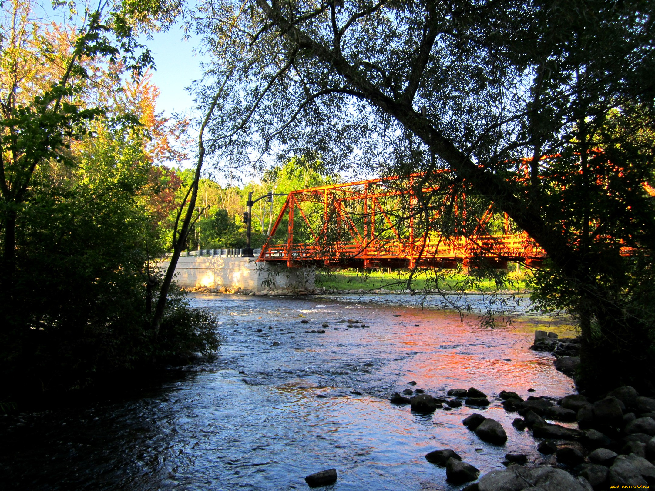 huron, river, природа, реки, озера, мост