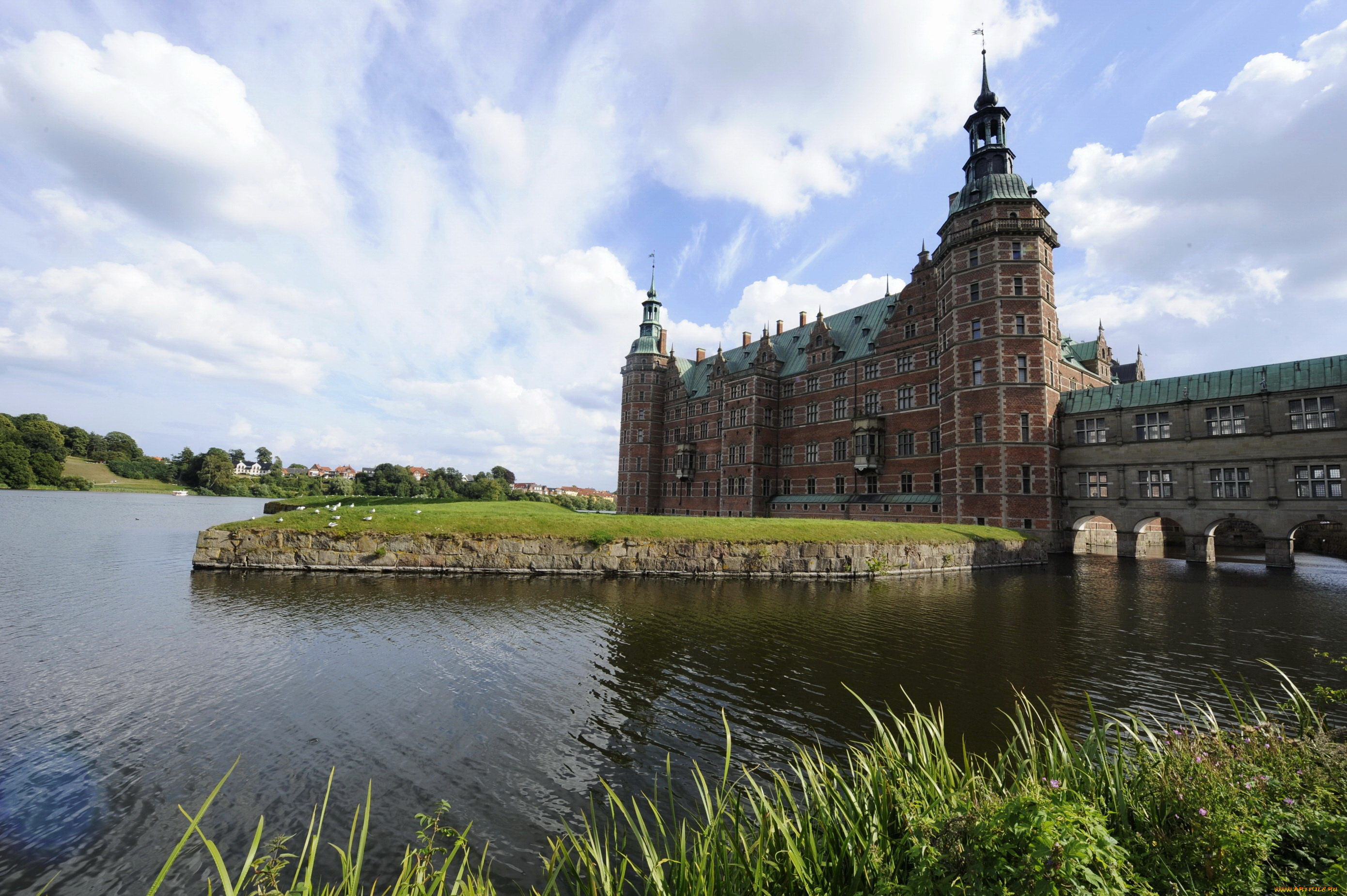 города, копенгаген, дания, frederiksborg, castle