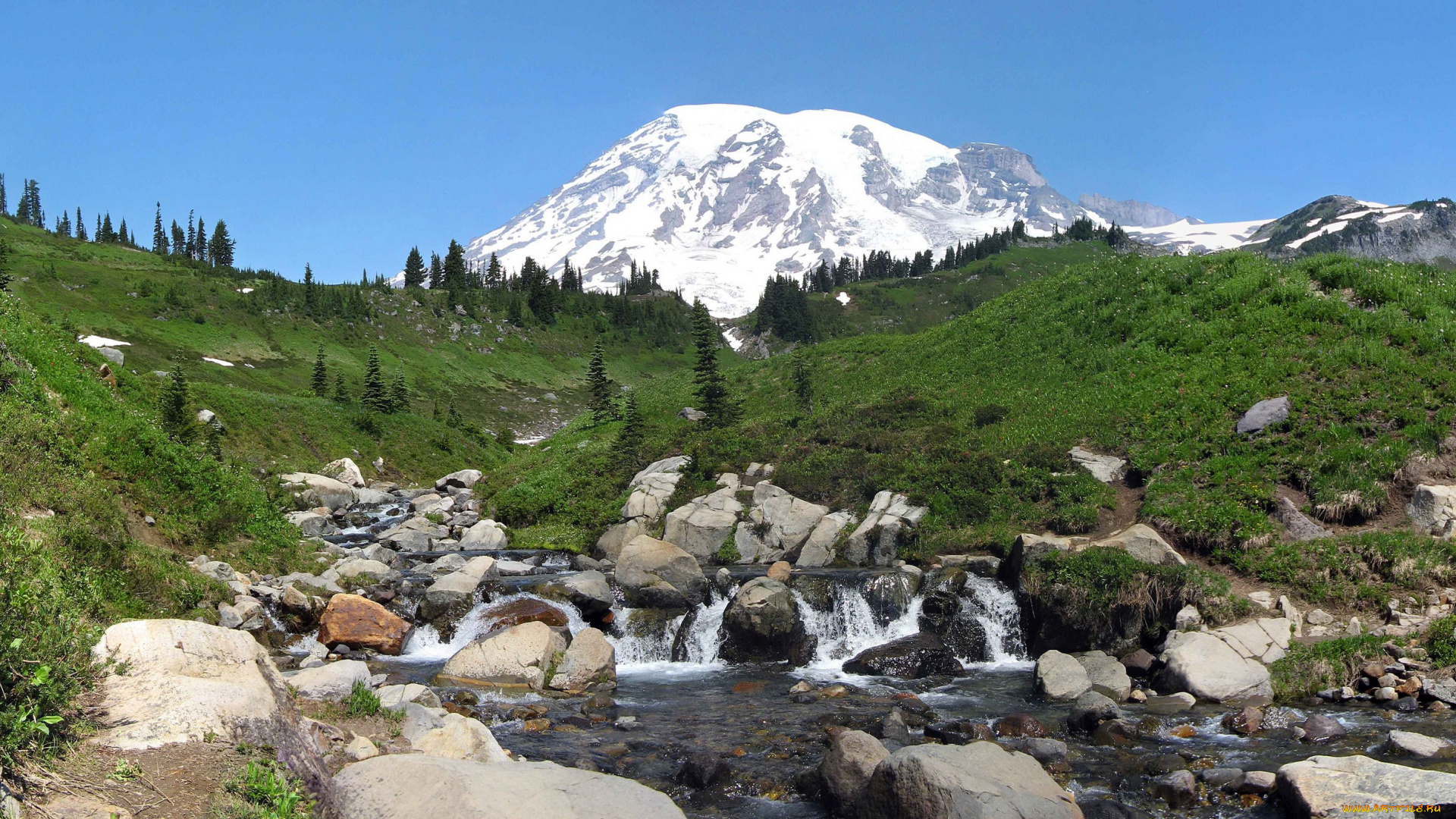 mount, rainier, national, park, washington, сша, природа, горы, парк