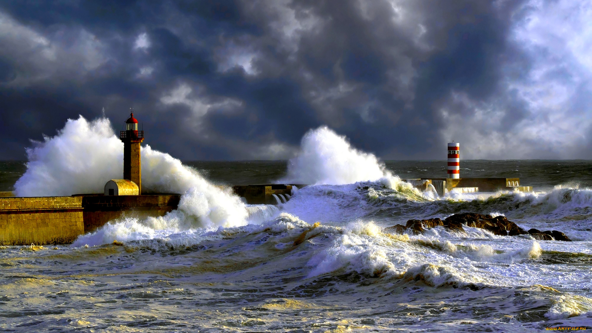 sea, storm, природа, стихия, пена, мол, волны, шторм, океан, маяк