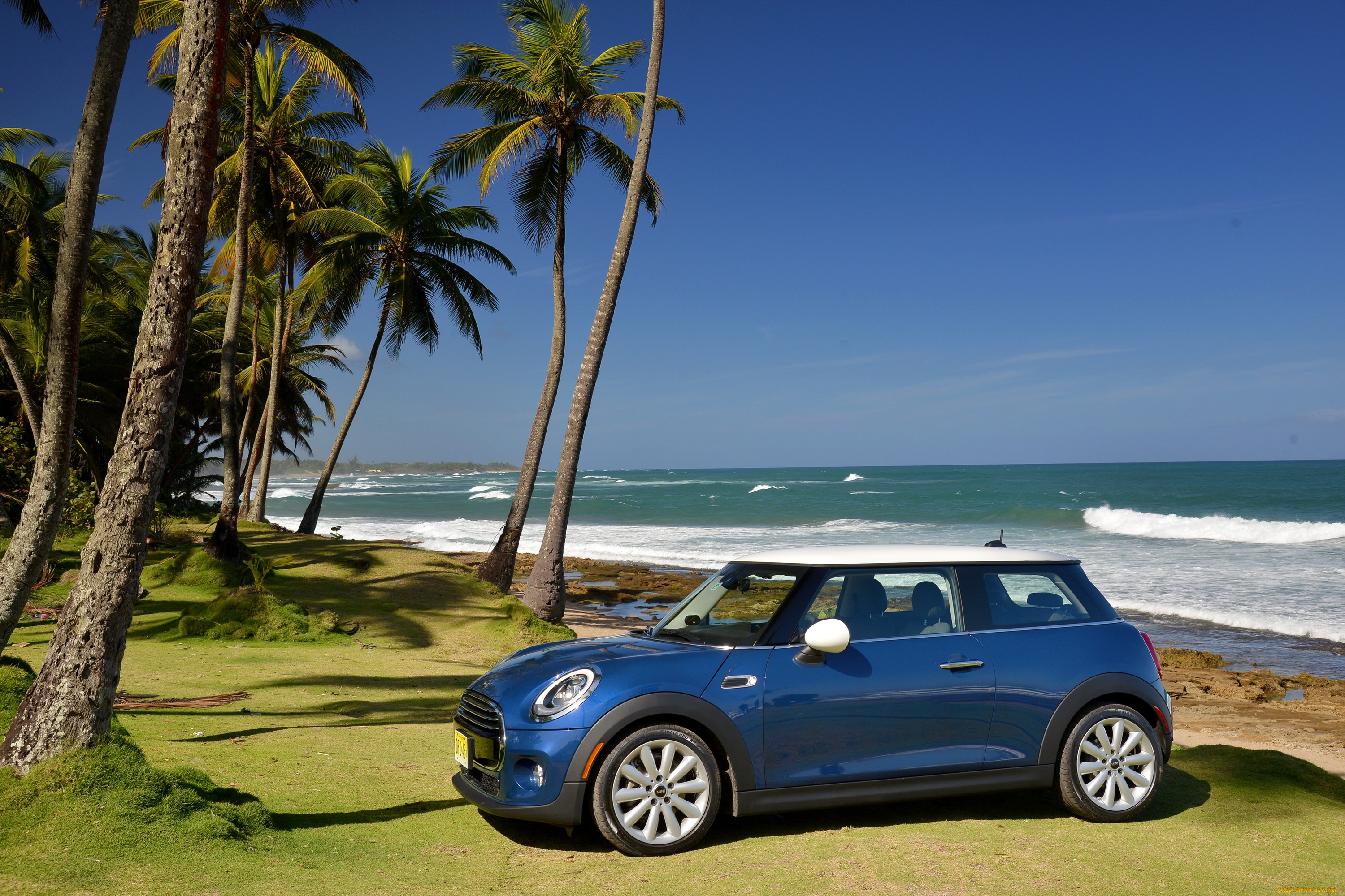 2014, mini, cooper, f56, автомобили, mini, побережье, тюнинг, синий, cooper