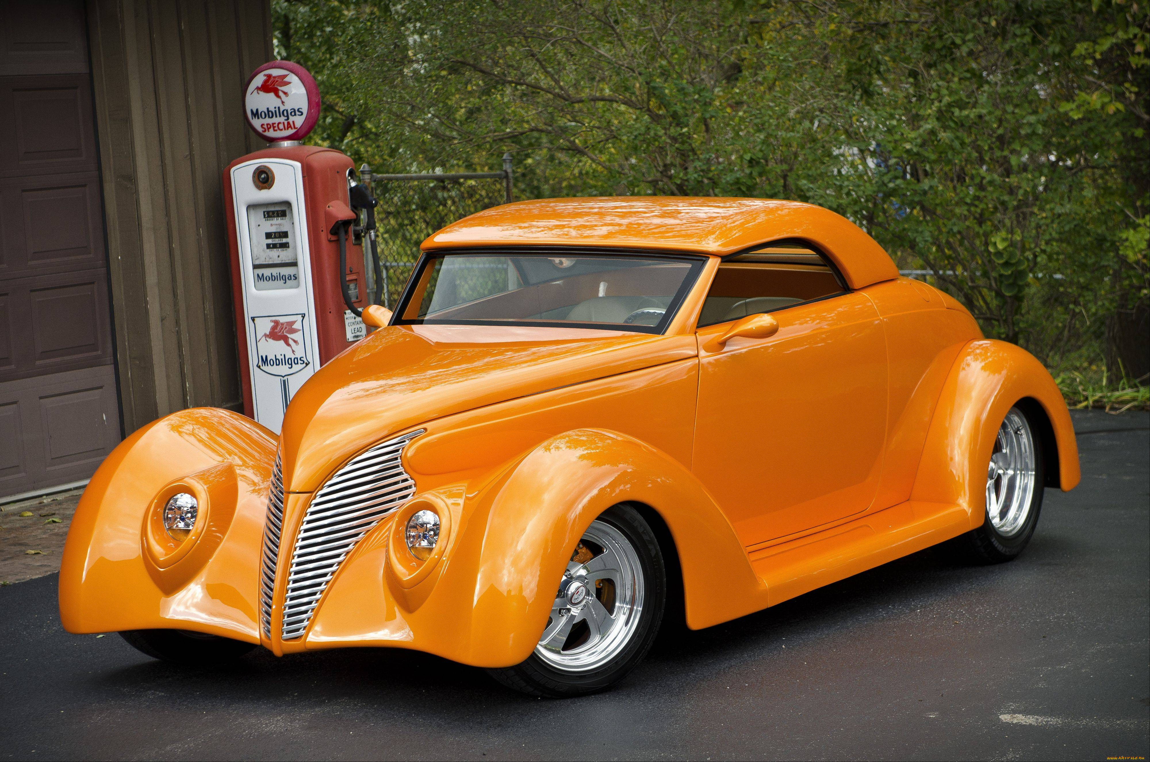 автомобили, custom, classic, car, orange, streetrod