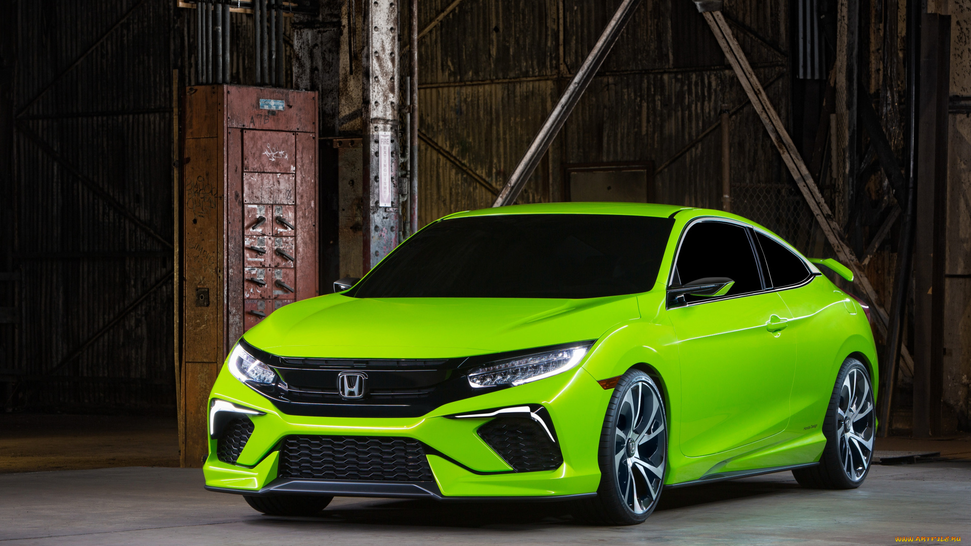 автомобили, honda, 2015г, concept, civic, зеленый