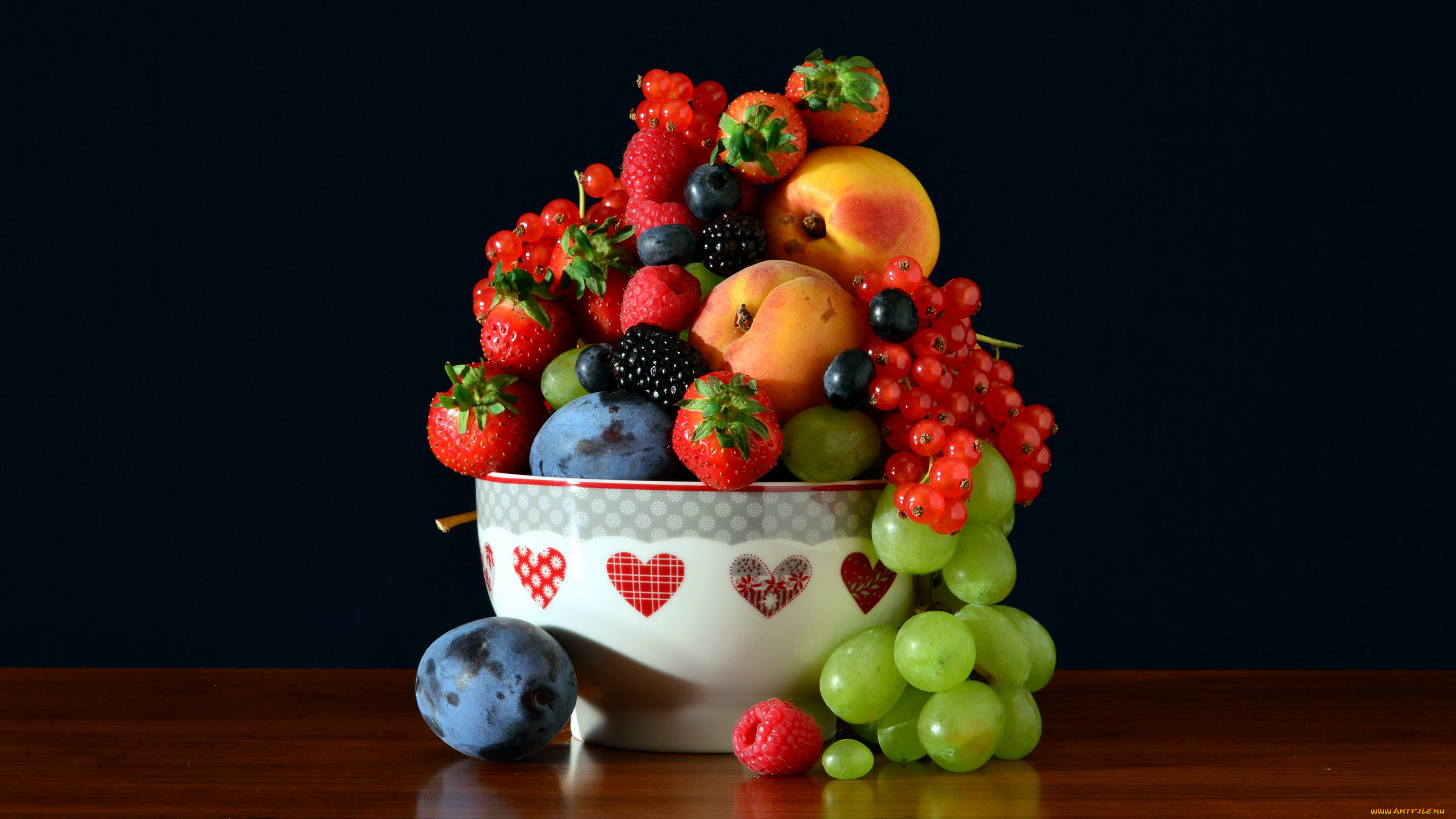 еда, фрукты, , ягоды, персики, сливы, виноград, клубника