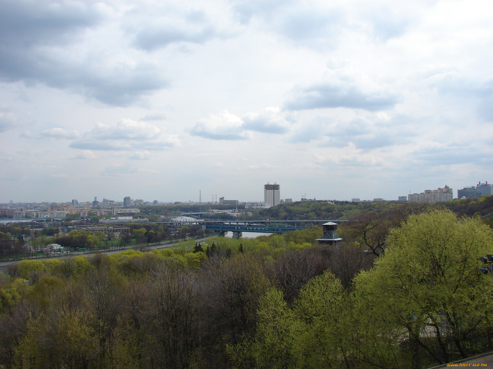 панорама, москвы, воробьевых, гор, города, москва, россия