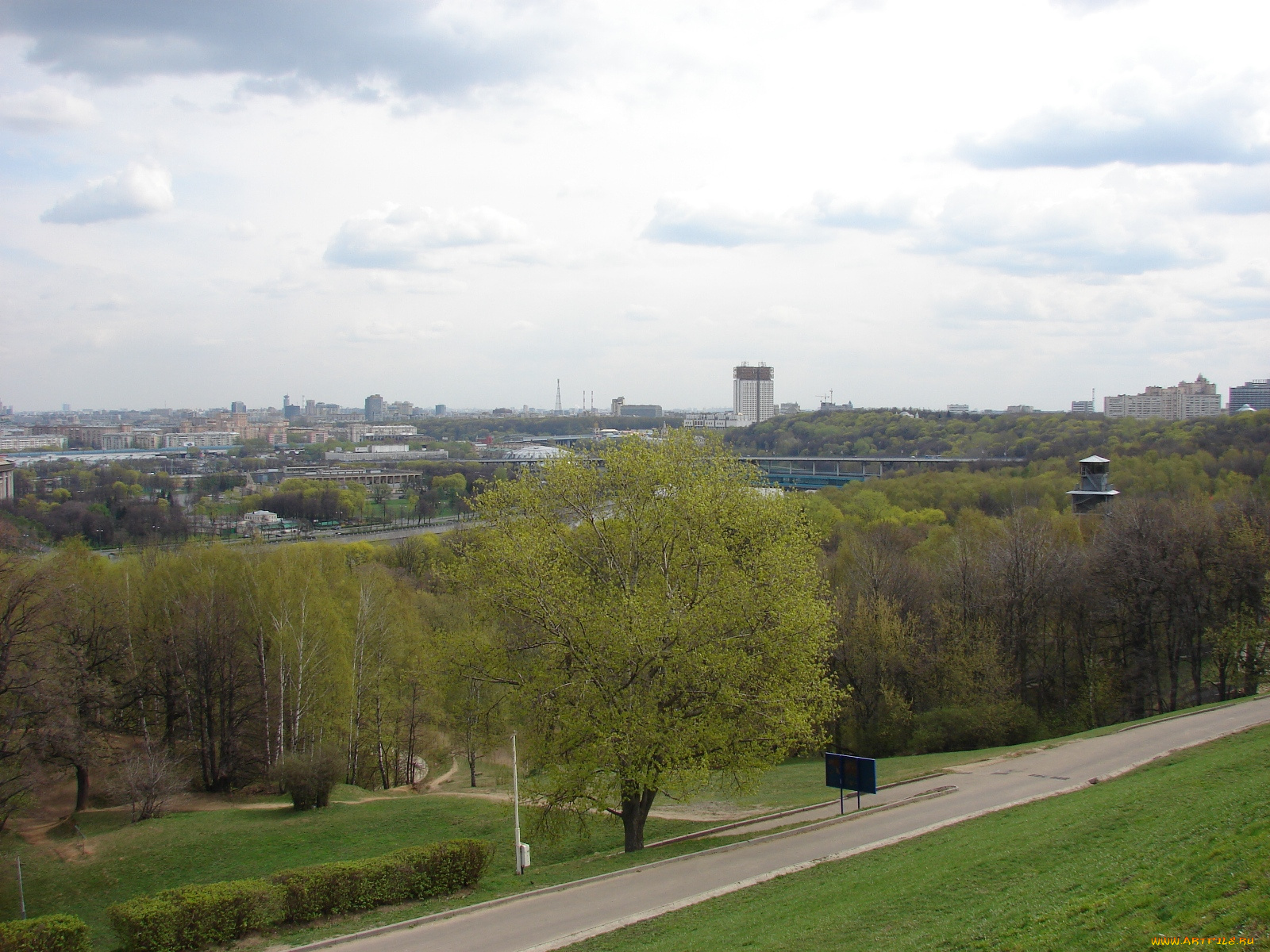 панорама, москвы, воробьевых, гор, города, москва, россия