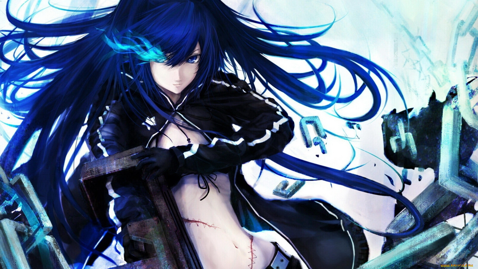 аниме, black, rock, shooter