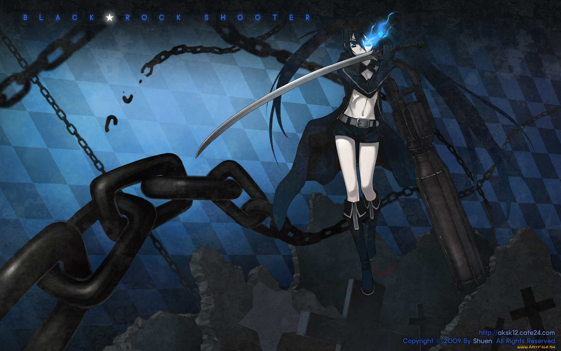 аниме, black, rock, shooter