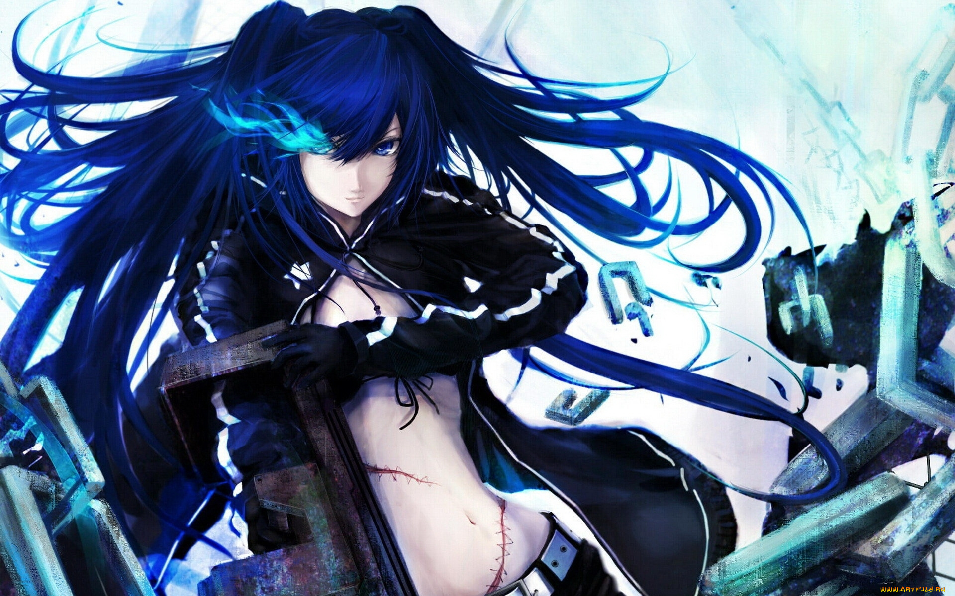 аниме, black, rock, shooter