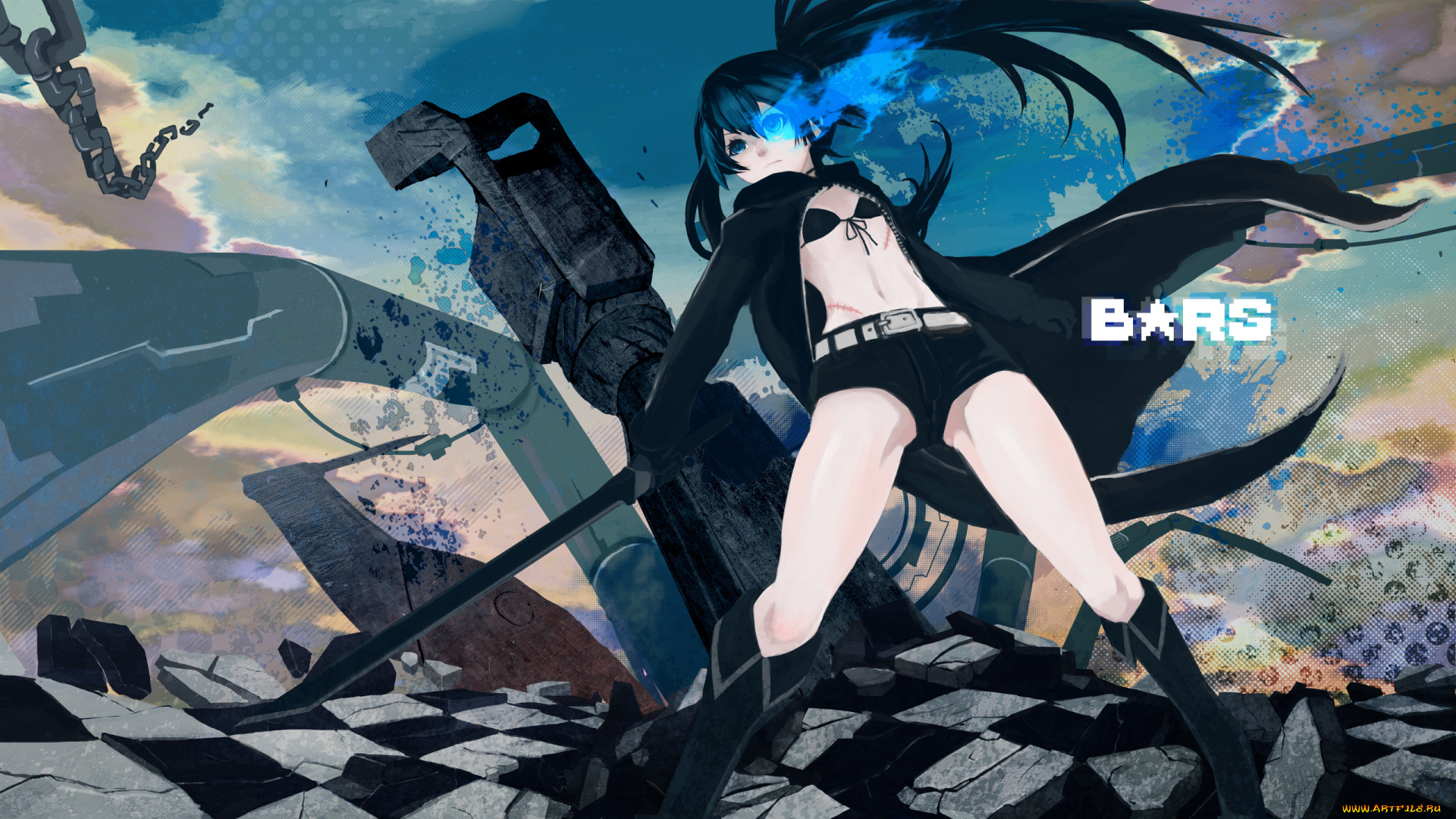 аниме, black, rock, shooter