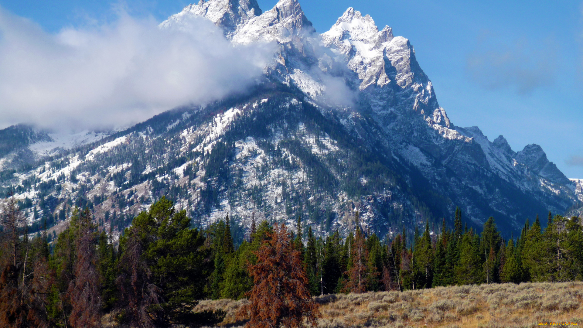 природа, горы, usa, rock, chuck, peak, grand, teton, wyoming