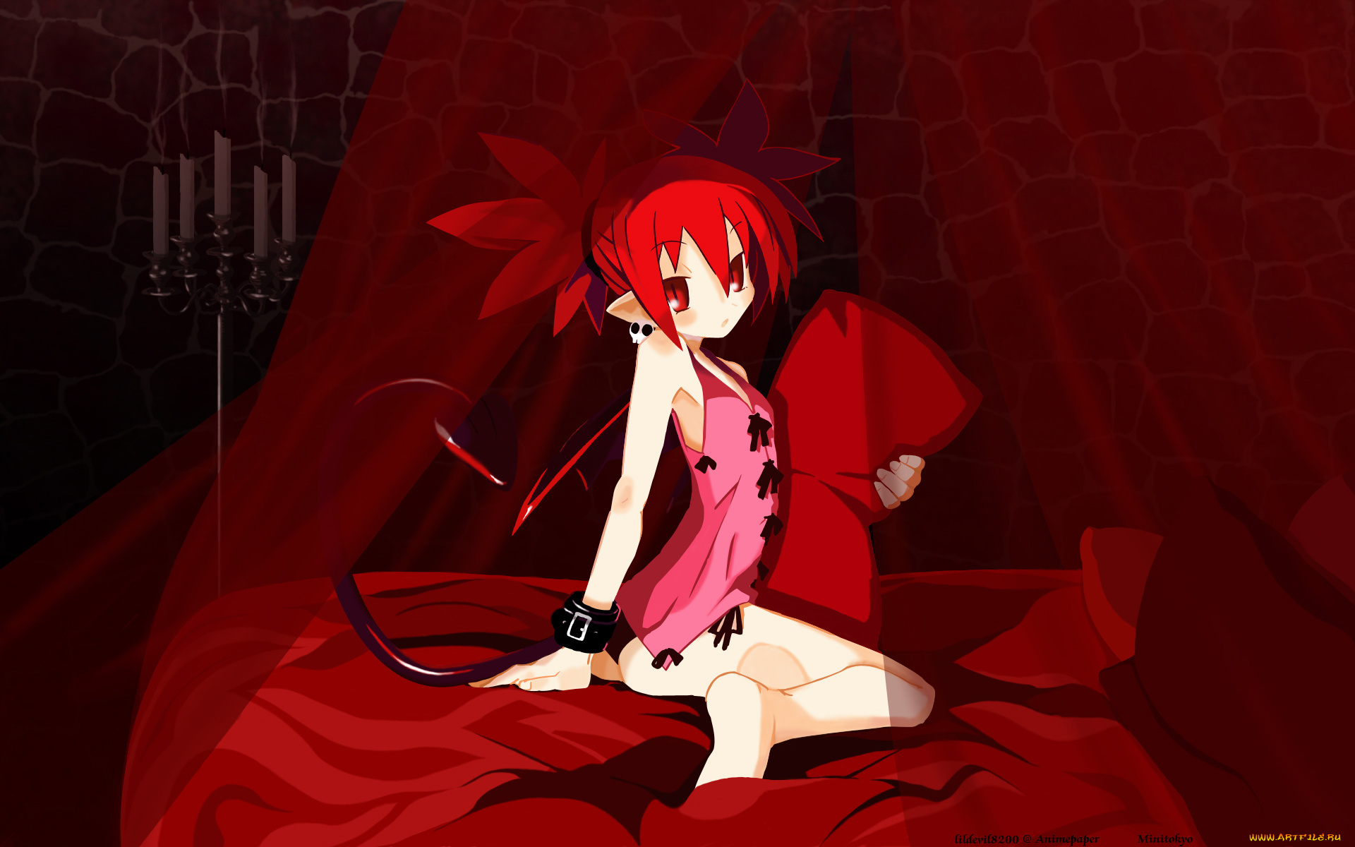 аниме, netherworld, battle, chronicle, disgaea, девушка, etna, кровать, демон