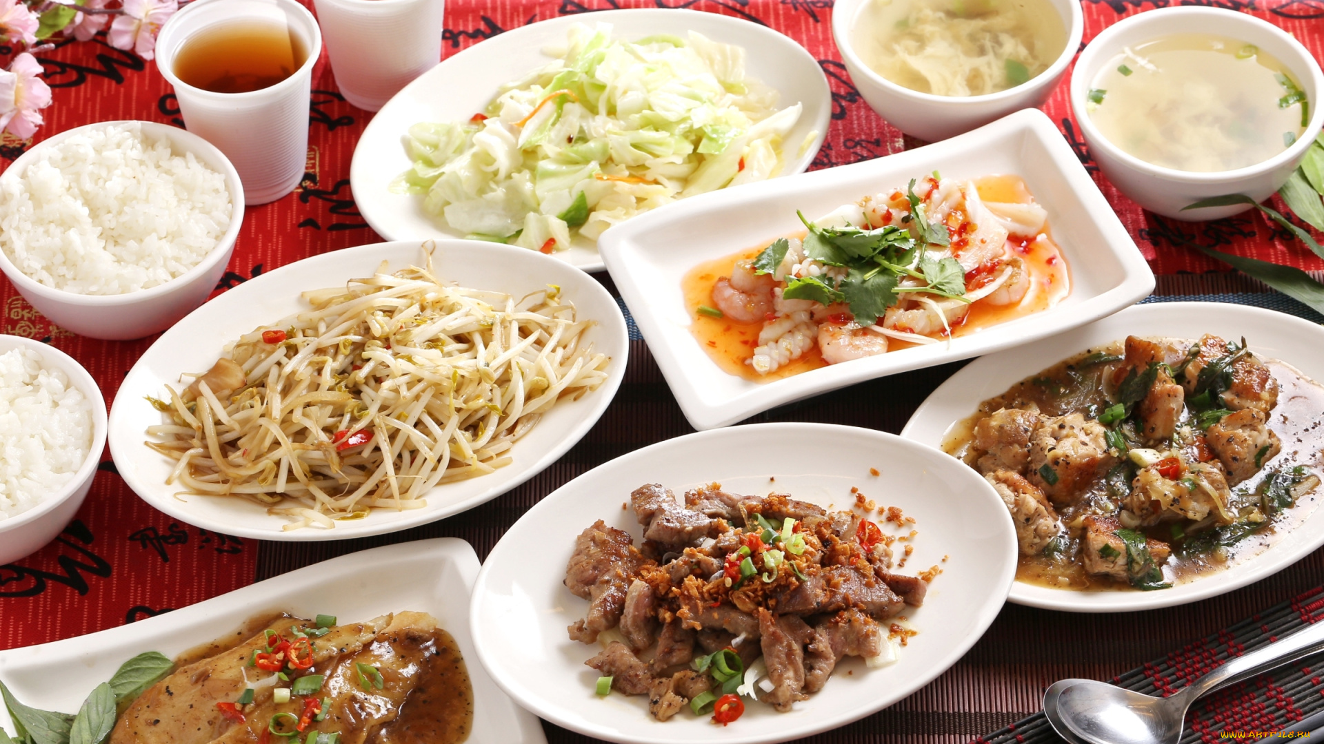 еда, разное, рыба, морепродукты, блюда, японская, кухня, салат, суп, рис, ассорти