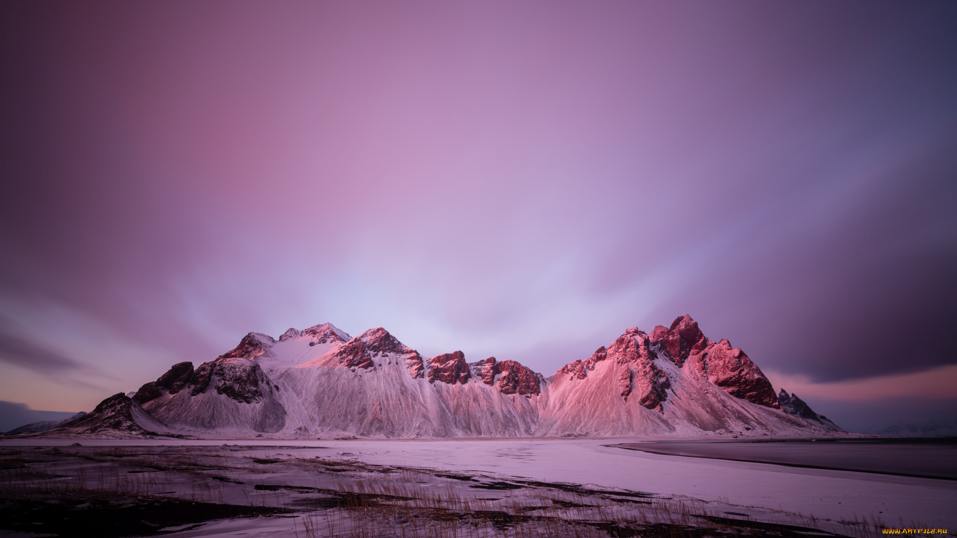 природа, горы, снег, небо, исландия, vestrahorn, stockksness