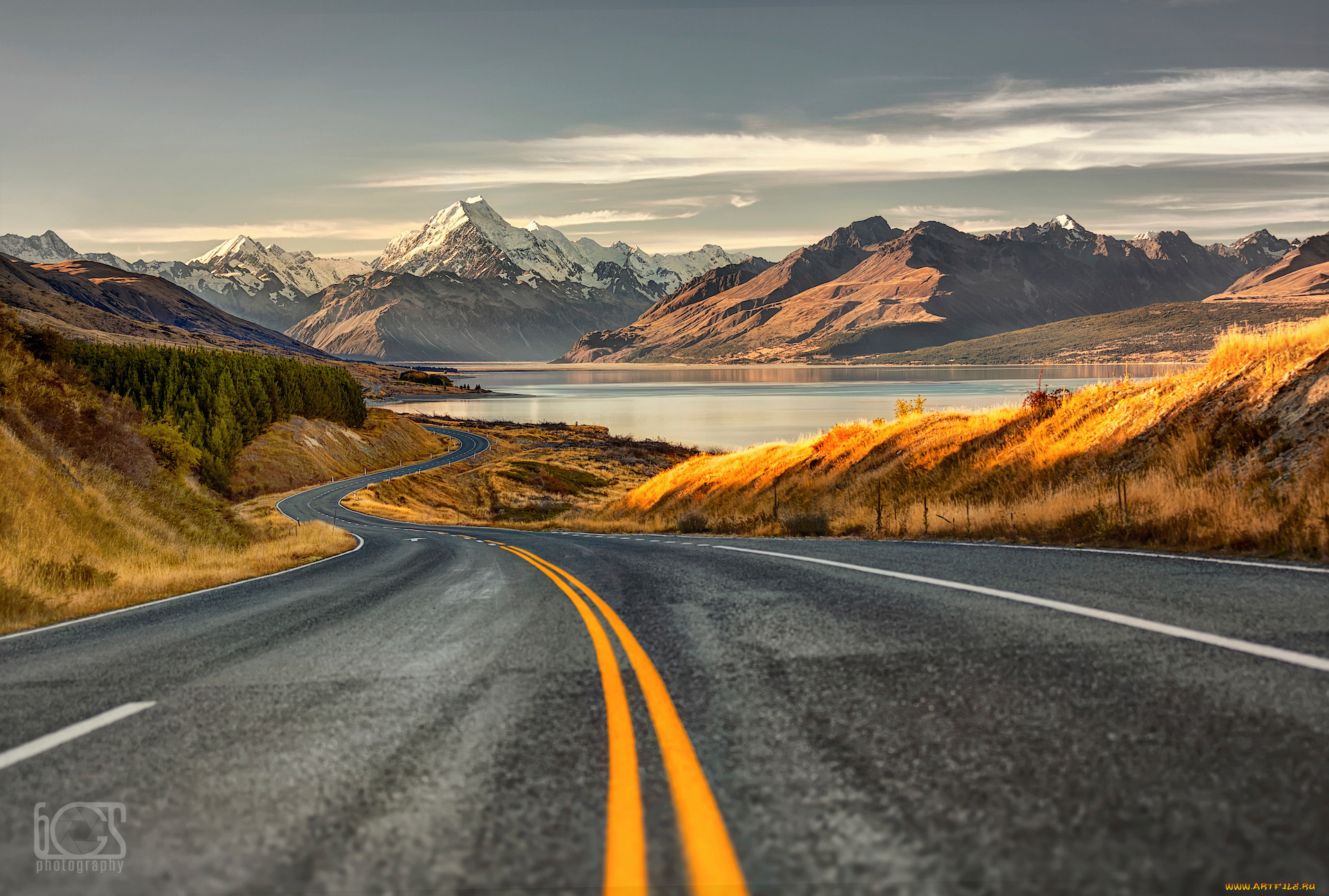 природа, дороги, горы, дорога, южные, альпы, остров, южный, новая, зеландия