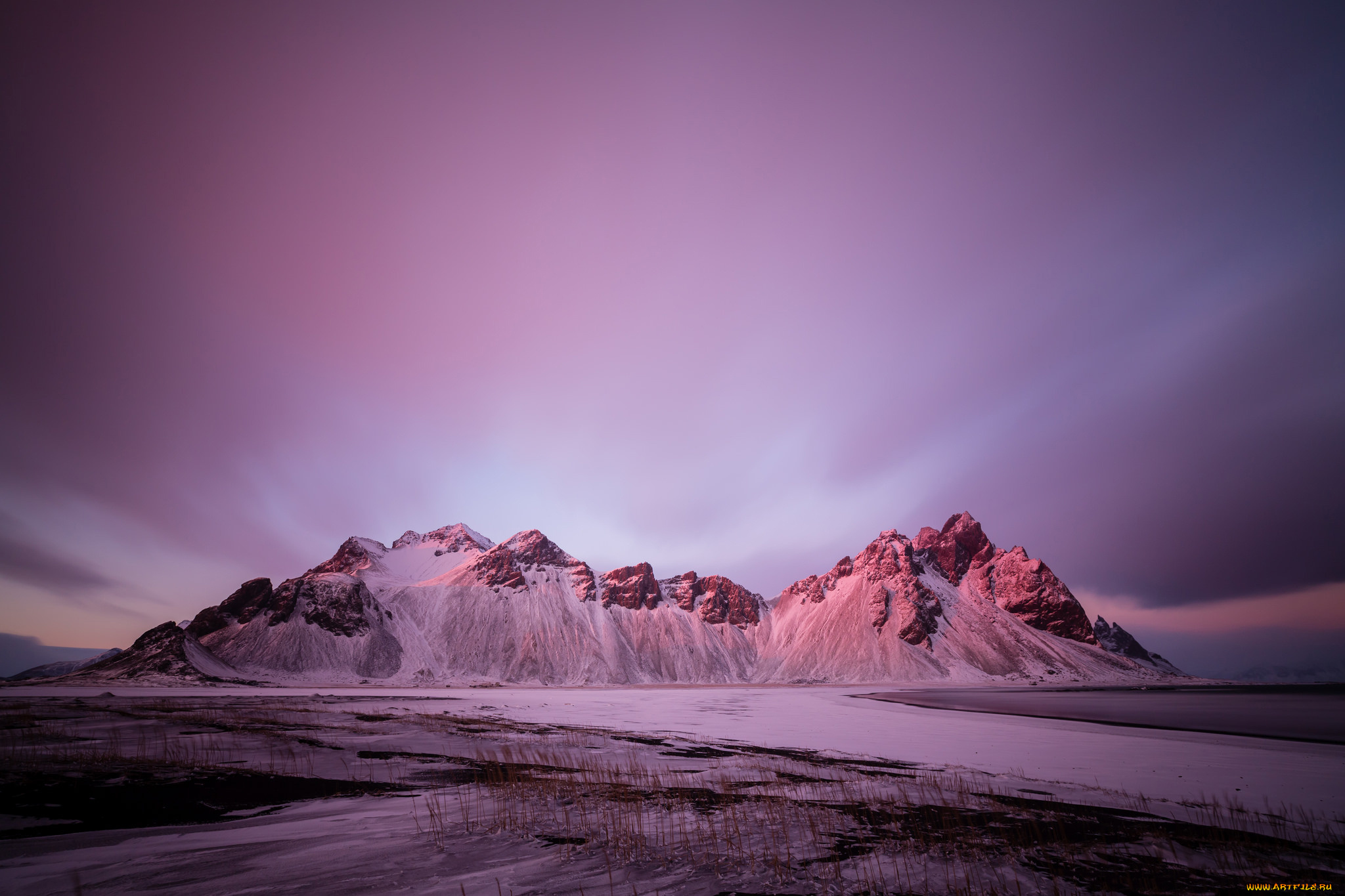 природа, горы, снег, небо, исландия, vestrahorn, stockksness