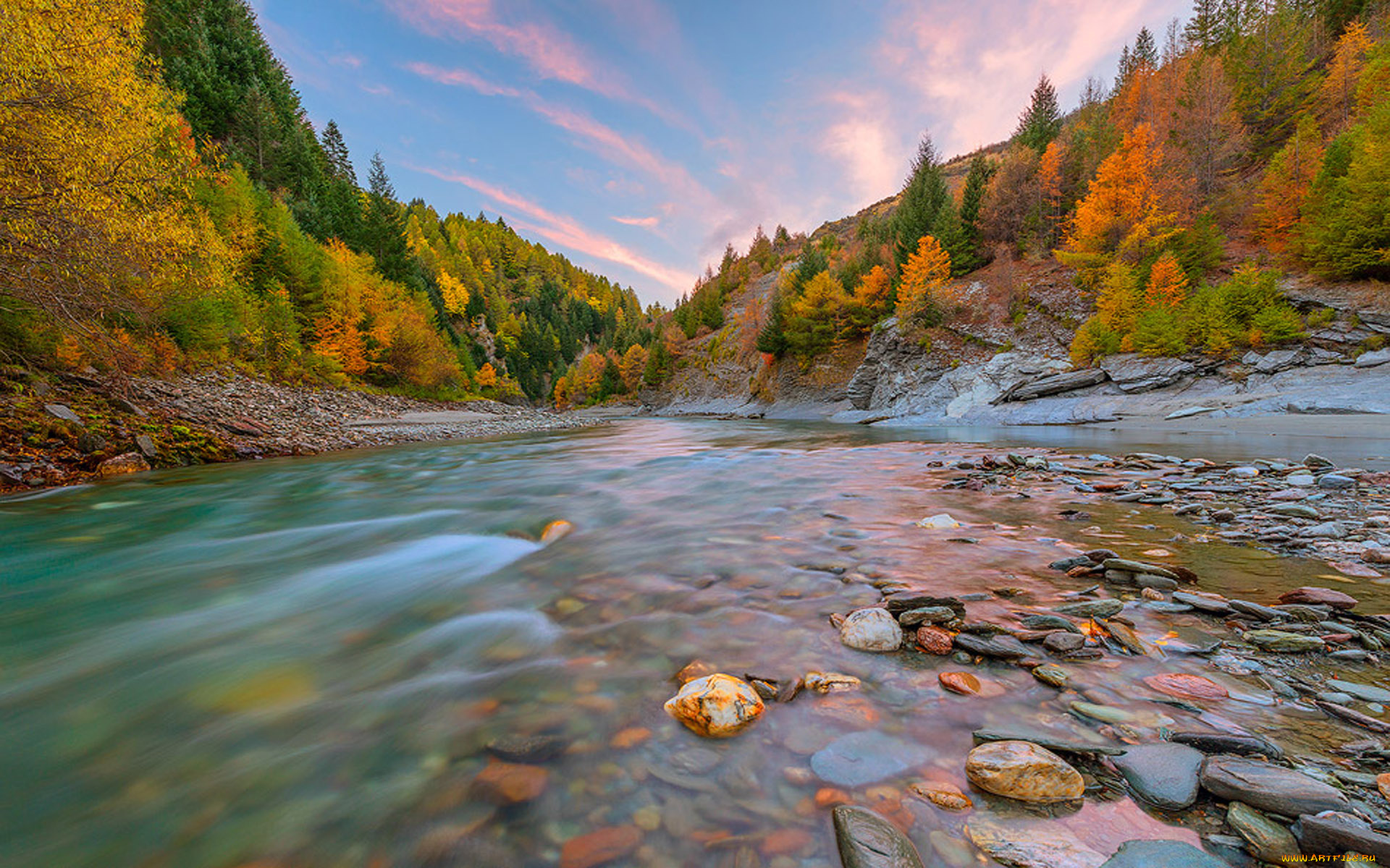 природа, реки, озера, лес, осень, поток, камни