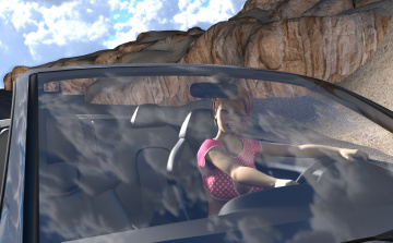 Картинка 3д+графика люди-авто мото+ people-+car+ +moto взгляд автомобиль фон девушка
