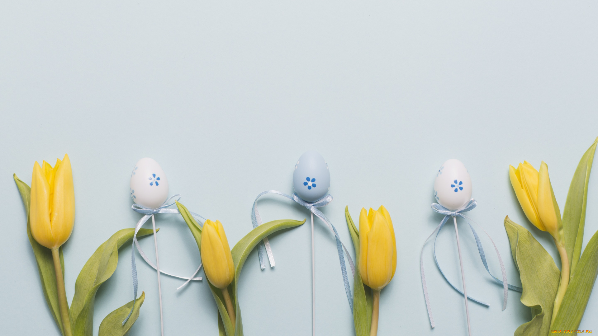 праздничные, пасха, blue, тюльпаны, eggs, easter, flower, праздник, tulips, декор