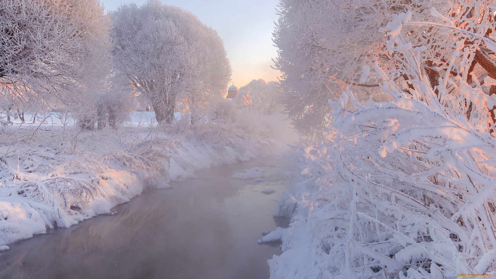 природа, парк, иней, зима, деревья, муринский, россия, речка, снег, санкт-петербург