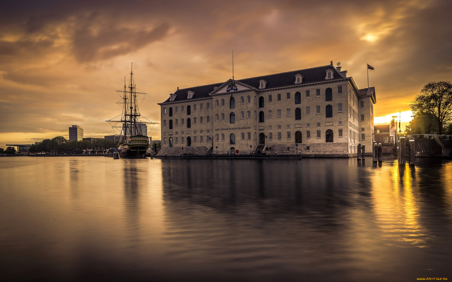 города, амстердам, , нидерланды, museum, of, shipping