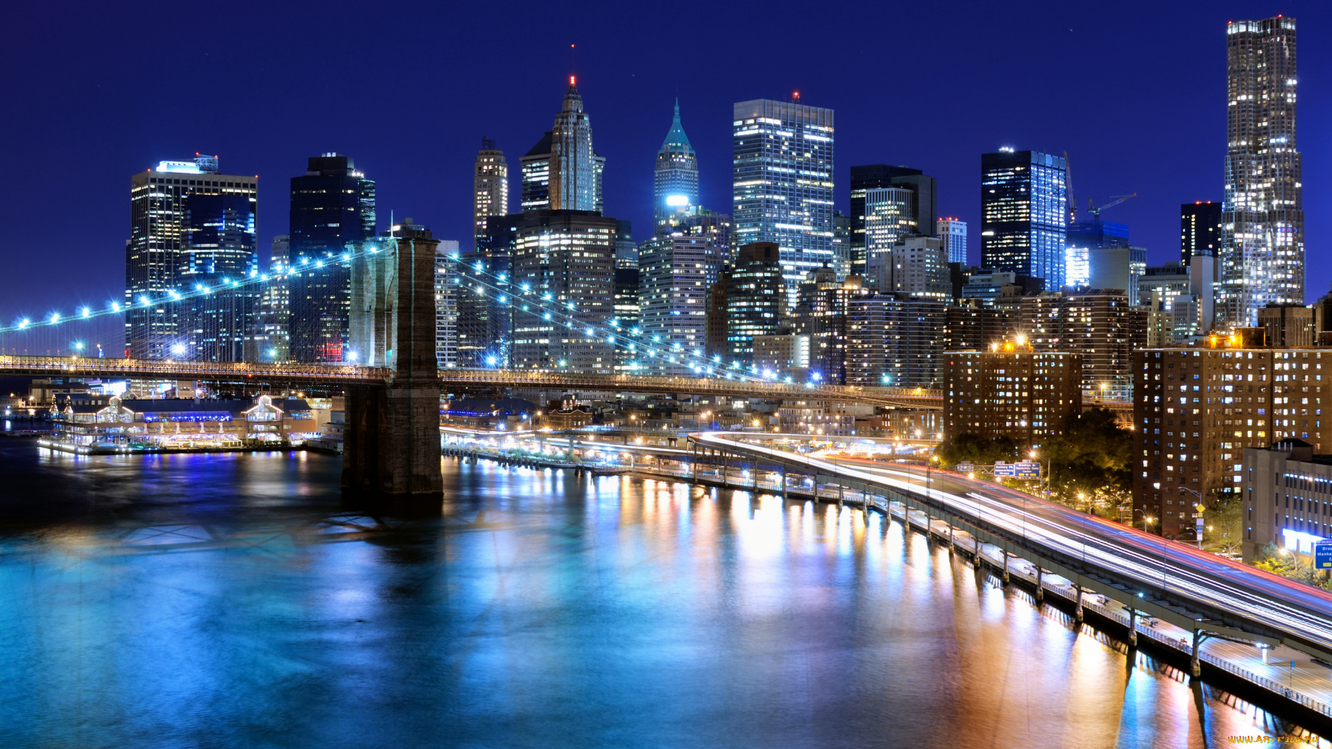new, york, city, города, нью-йорк, , сша, brooklyn, bridge, east, river, manhattan, new, york, city, бруклинский, мост, ист-ривер, манхэттен, нью-йорк, здания, небоскрёбы, набережная, ночной, город