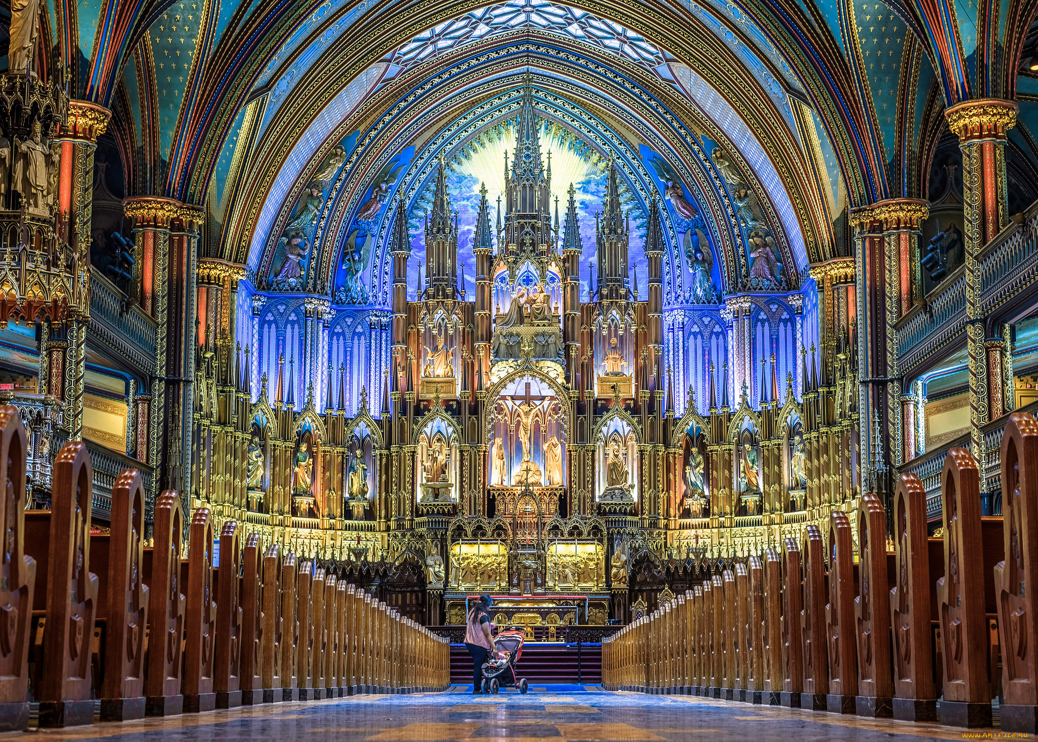 notre-dame, basilica, -, montreal, интерьер, убранство, , роспись, храма, храм