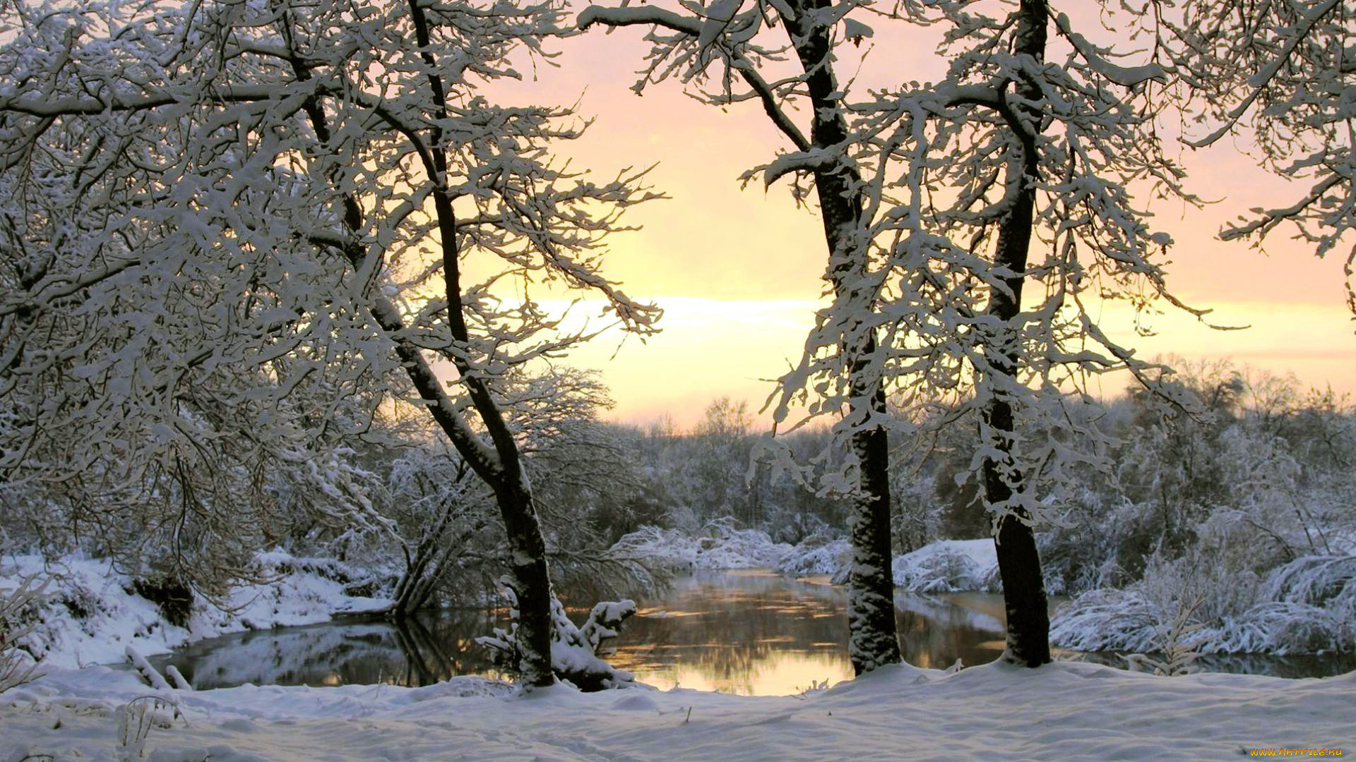 природа, зима, река