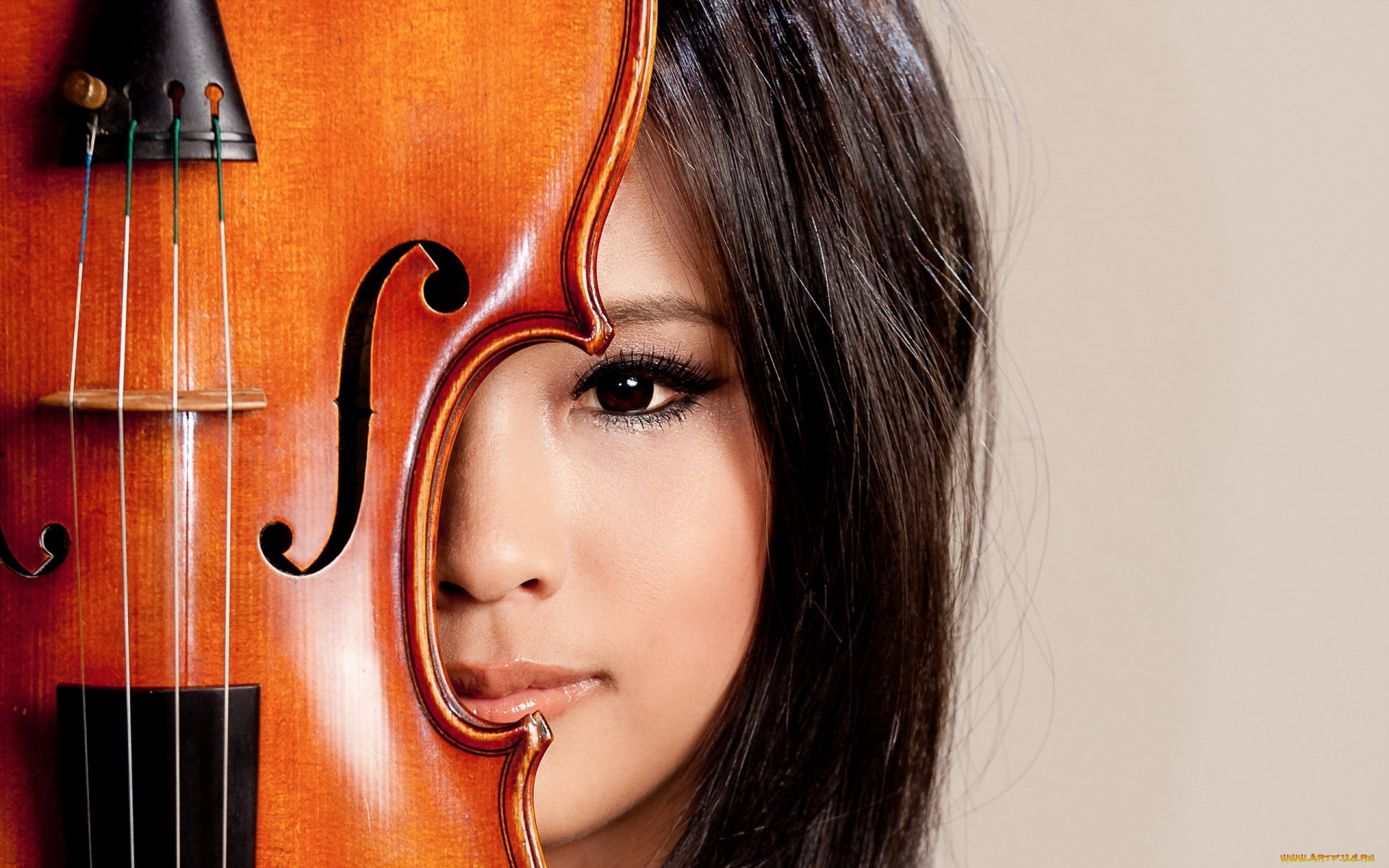 музыка, -другое, взгляд, девушка, скрипка, лицо